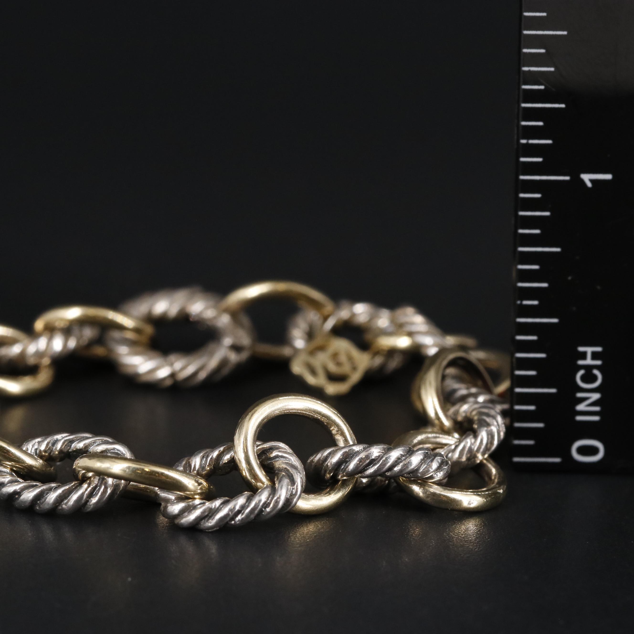 David Yurman Sterling and 18K Oval Link Cable Bracelet