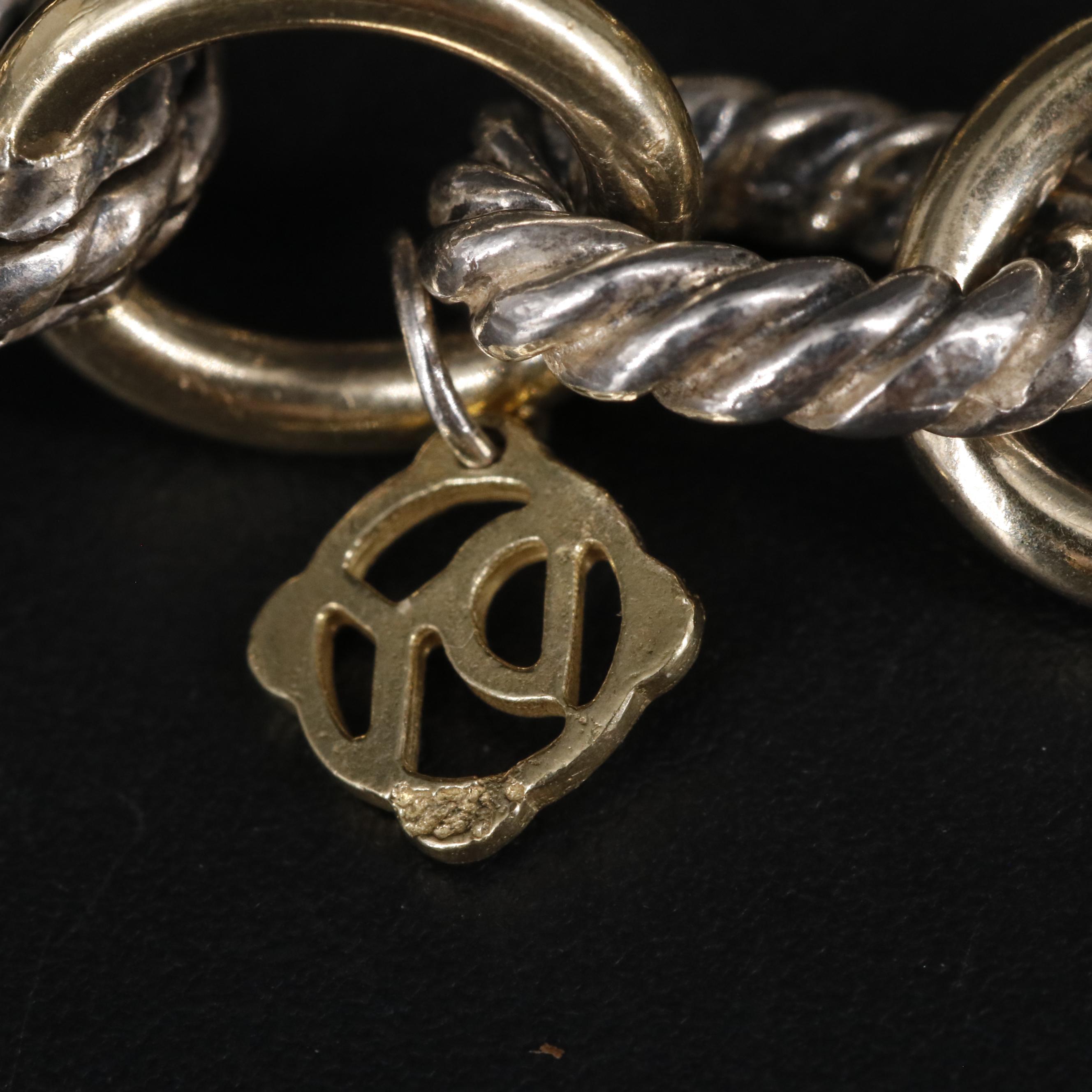 David Yurman Sterling and 18K Oval Link Cable Bracelet