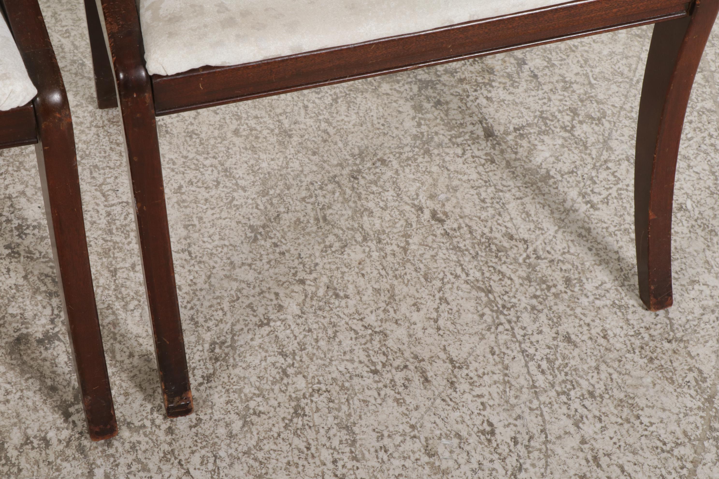Pair of Classical Style Rose-Carved Dining Armchairs, 1940s