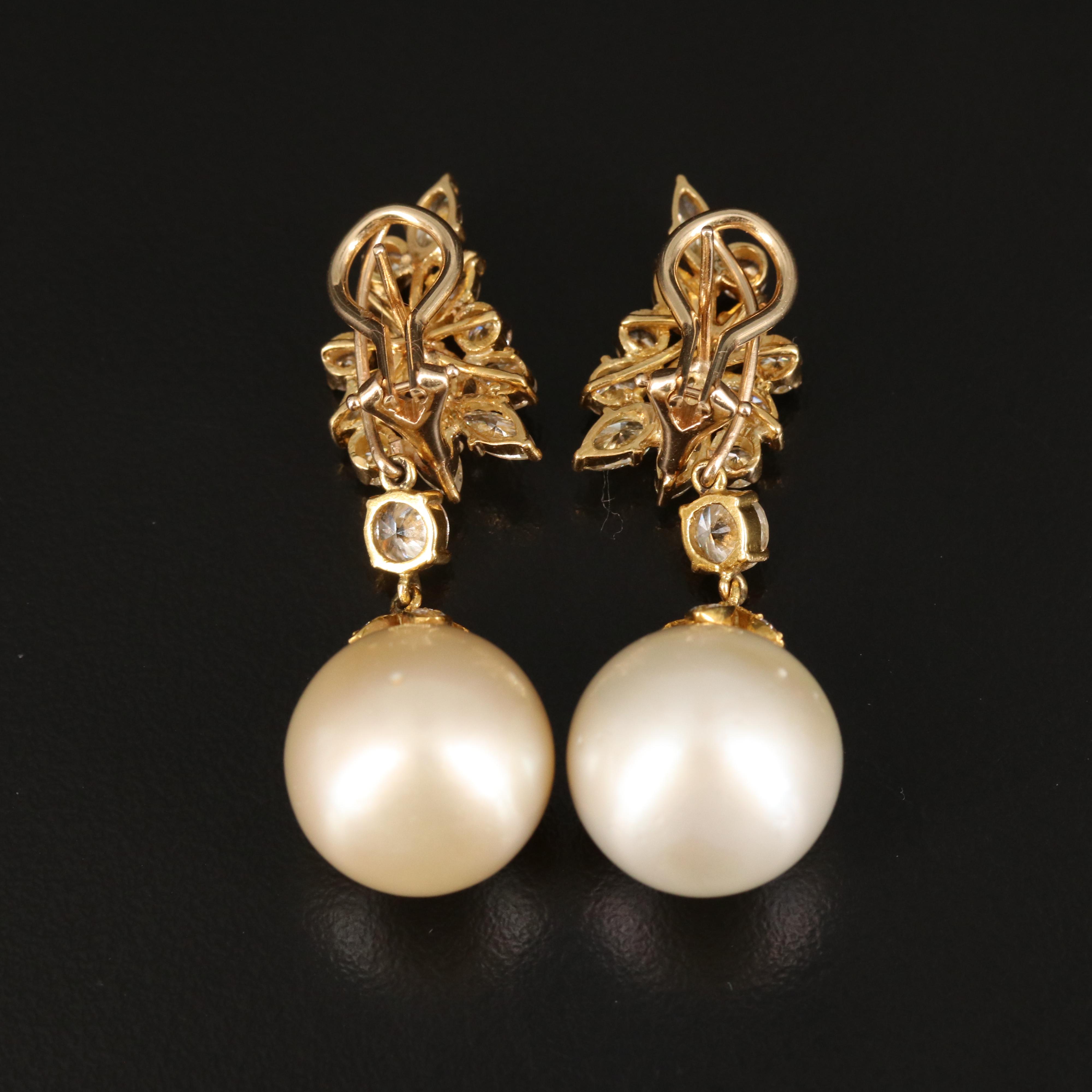 14K 4.10 CTW Diamond and Pearl Day and Night Earrings