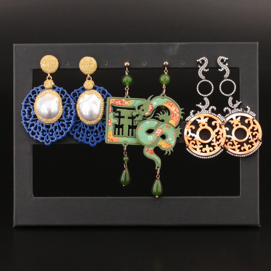 Italian Lebole Gioielli "Mito" and Roxelana Sterling Earrings