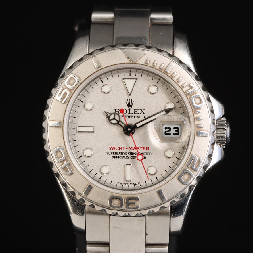 1999 Rolex Yacht-Master Platinum Bezel Wristwatch