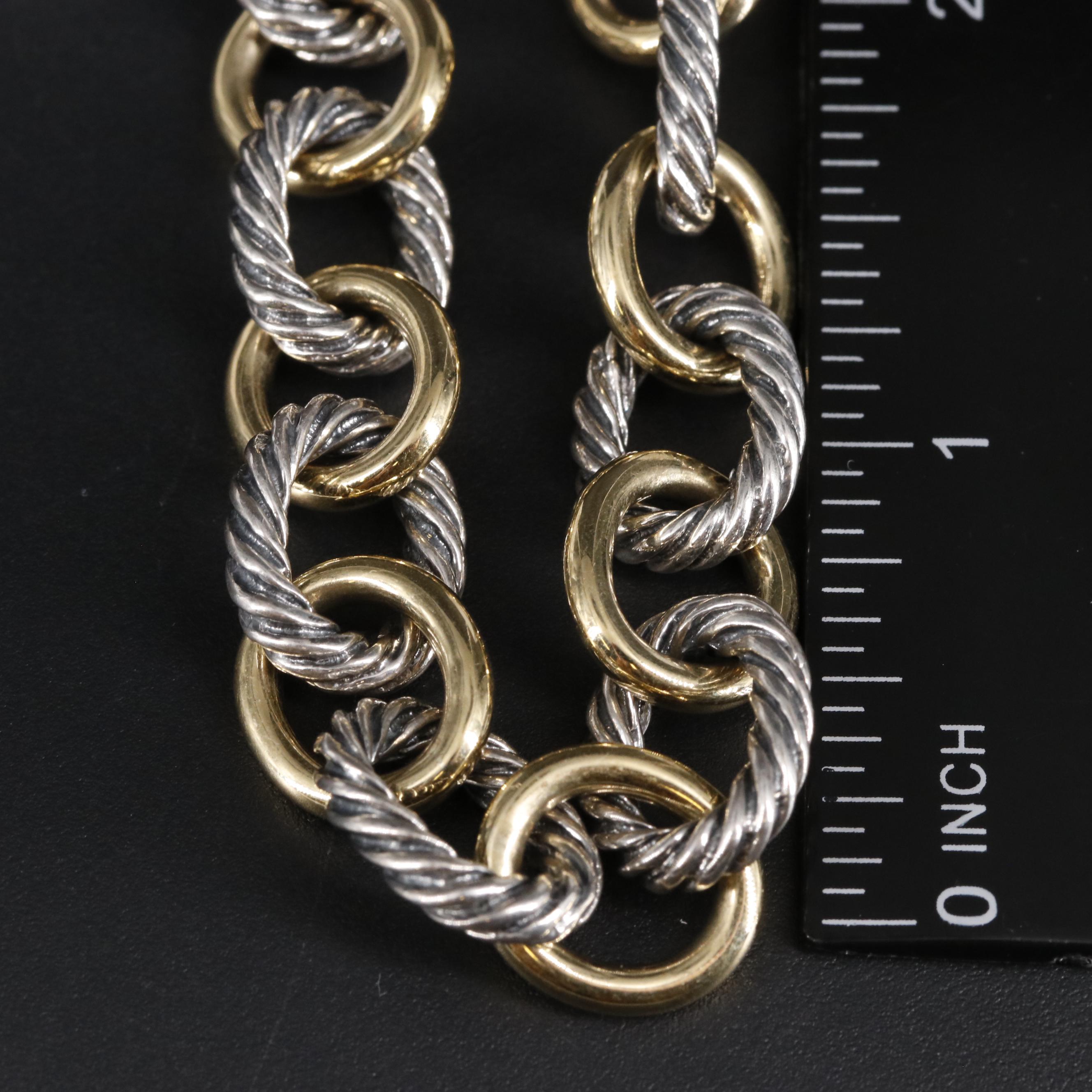 David Yurman Sterling and 18K Oval Link Cable Necklace