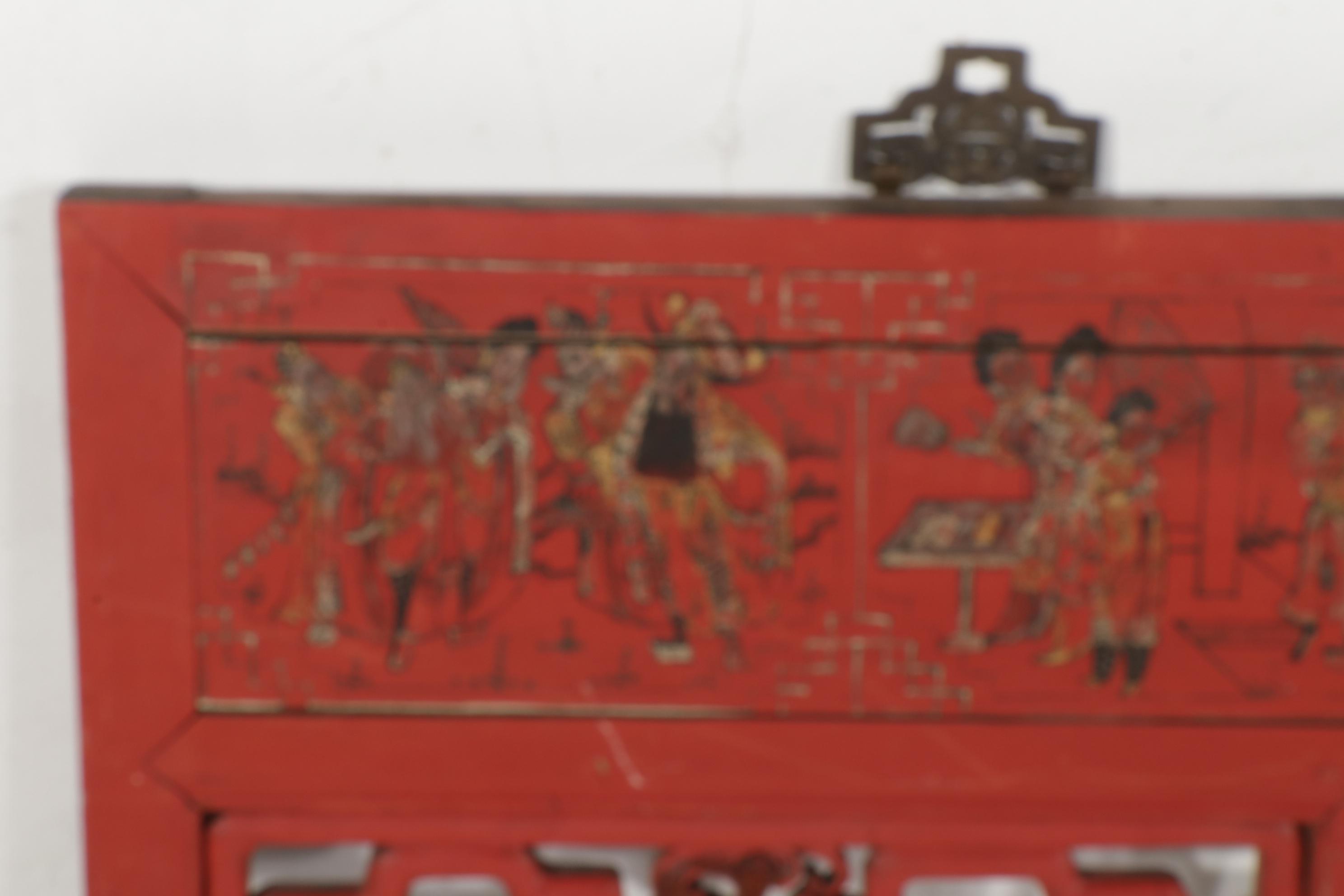 Chinese Carved and Paint-Decorated Wooden Panel, 20th Century