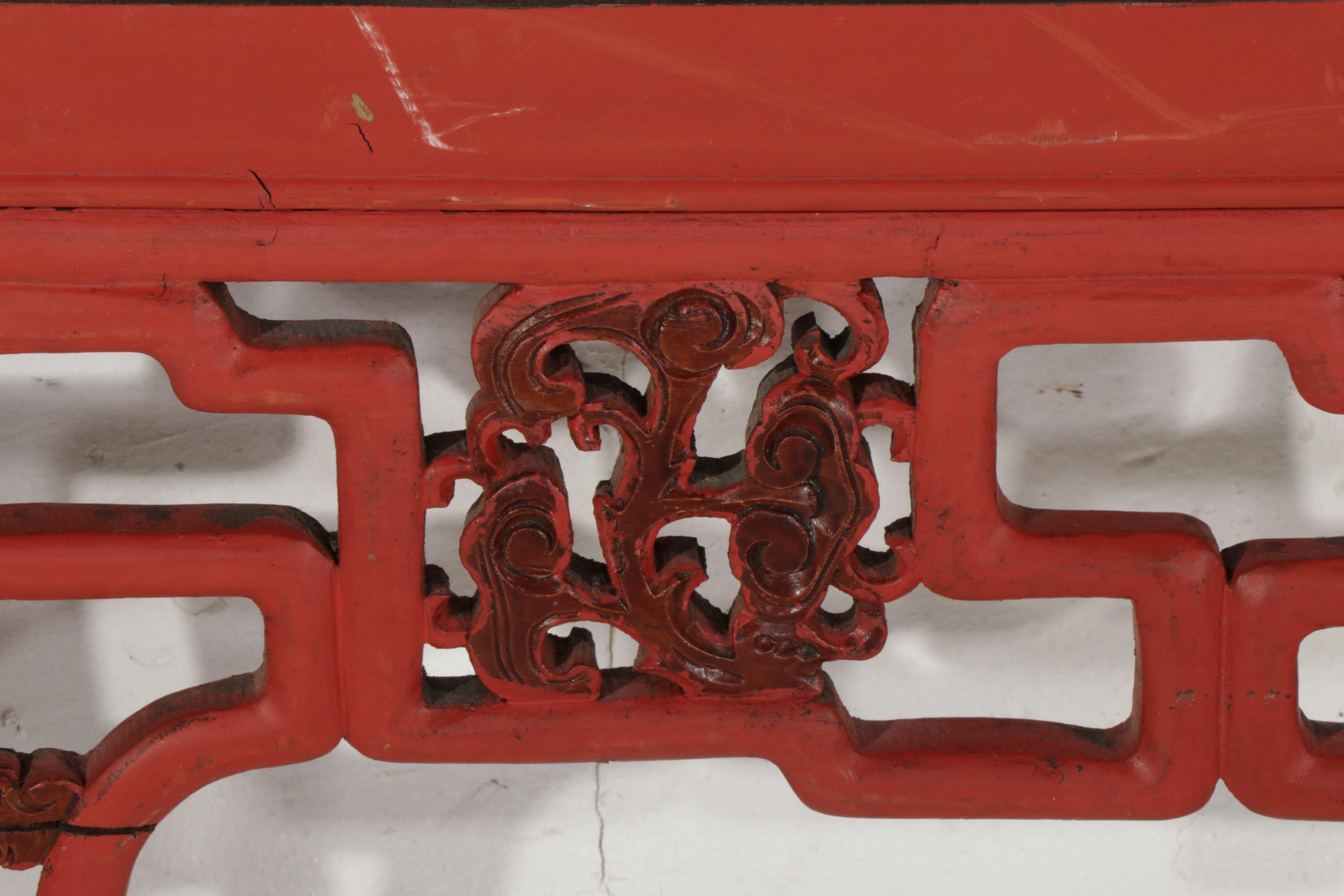 Chinese Carved and Paint-Decorated Wooden Panel, 20th Century