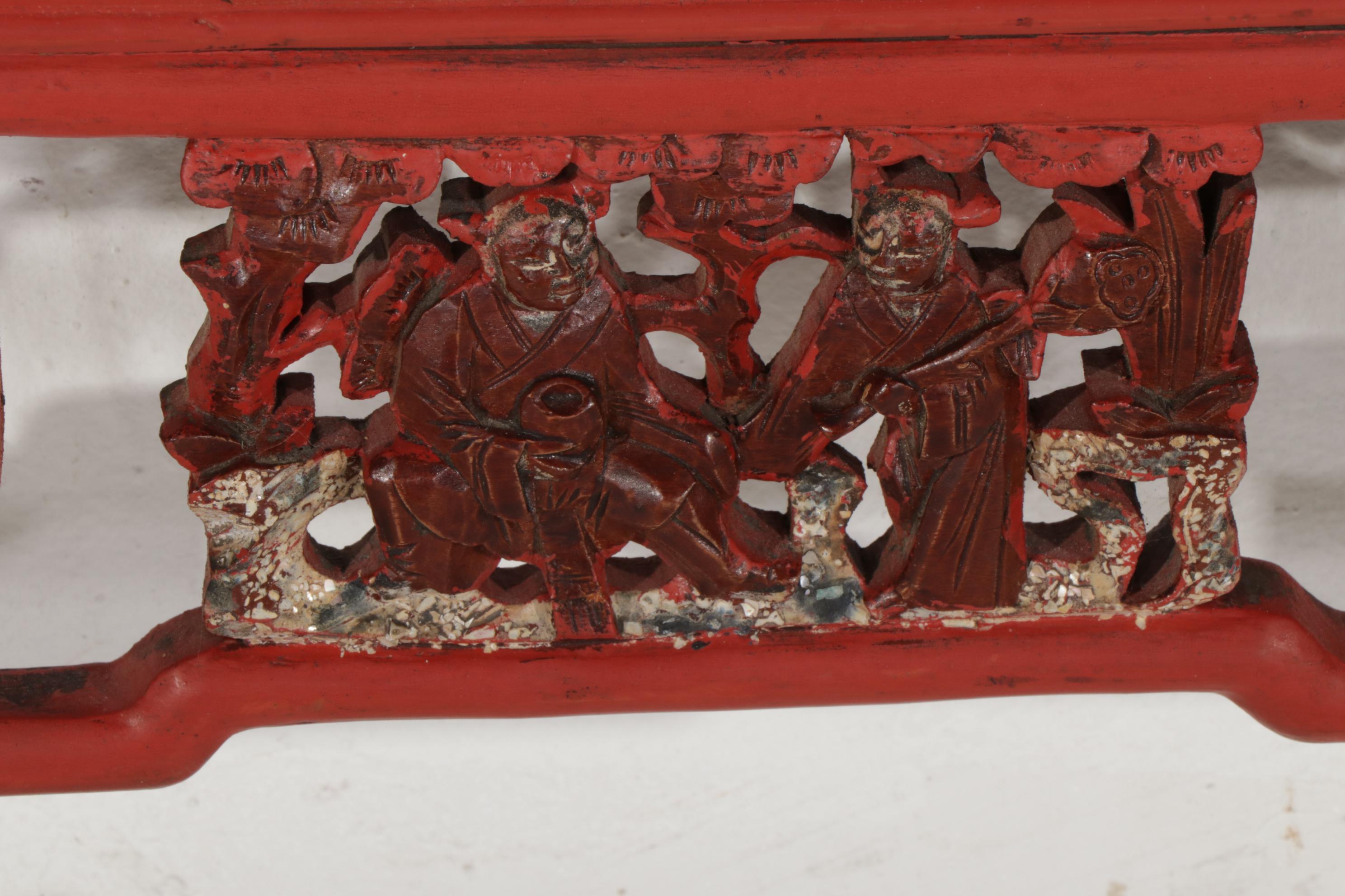 Chinese Carved and Paint-Decorated Wooden Panel, 20th Century