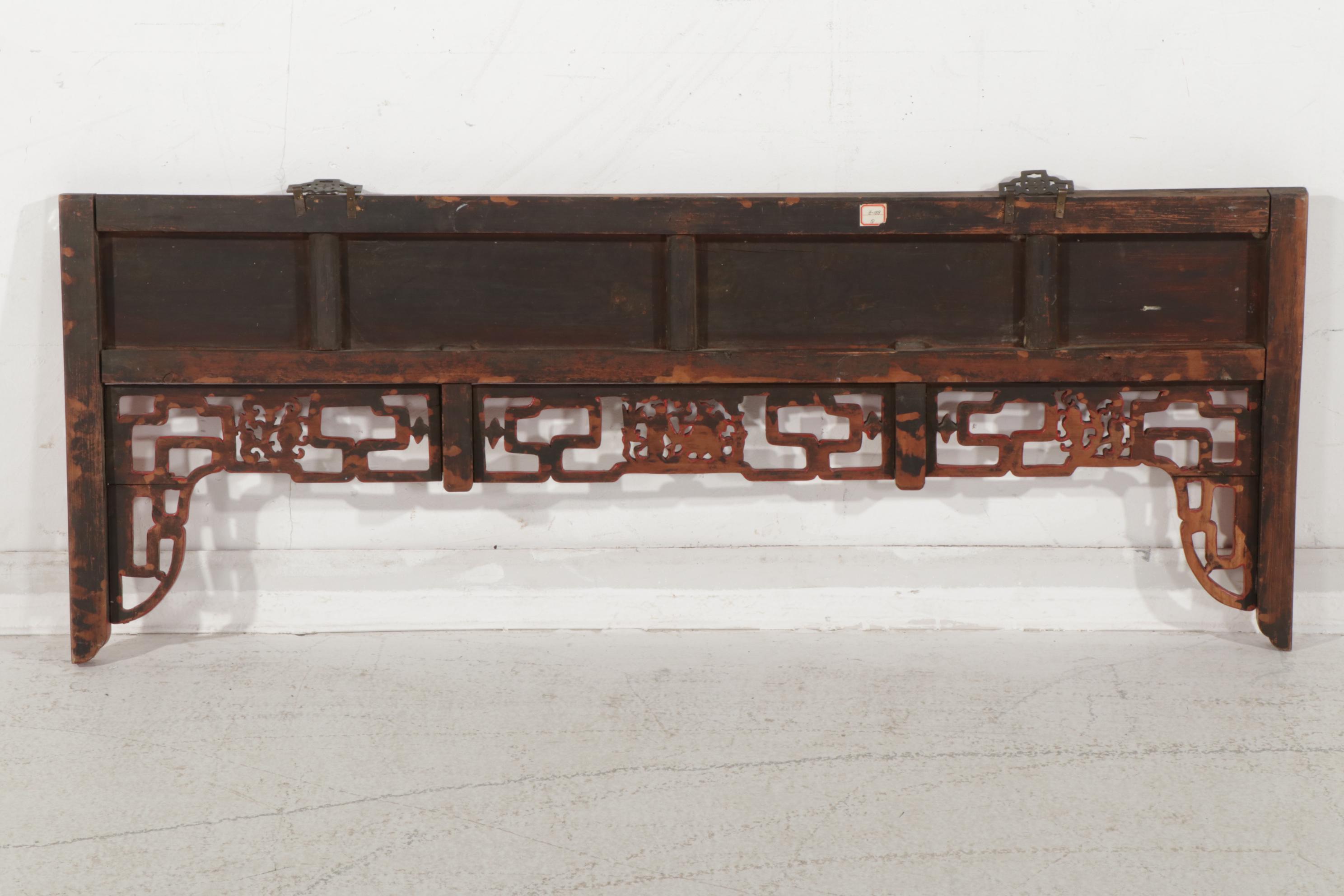 Chinese Carved and Paint-Decorated Wooden Panel, 20th Century