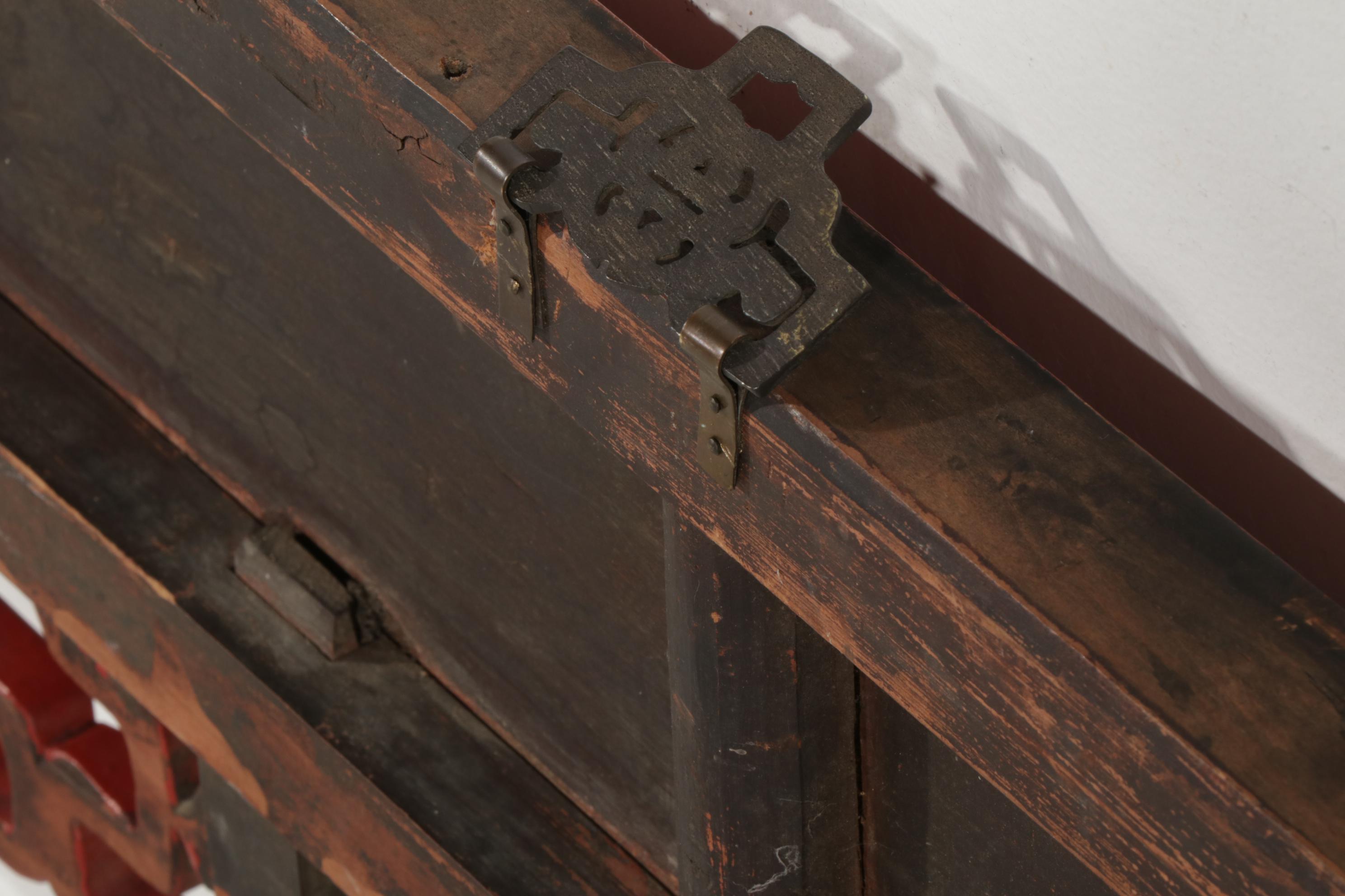 Chinese Carved and Paint-Decorated Wooden Panel, 20th Century