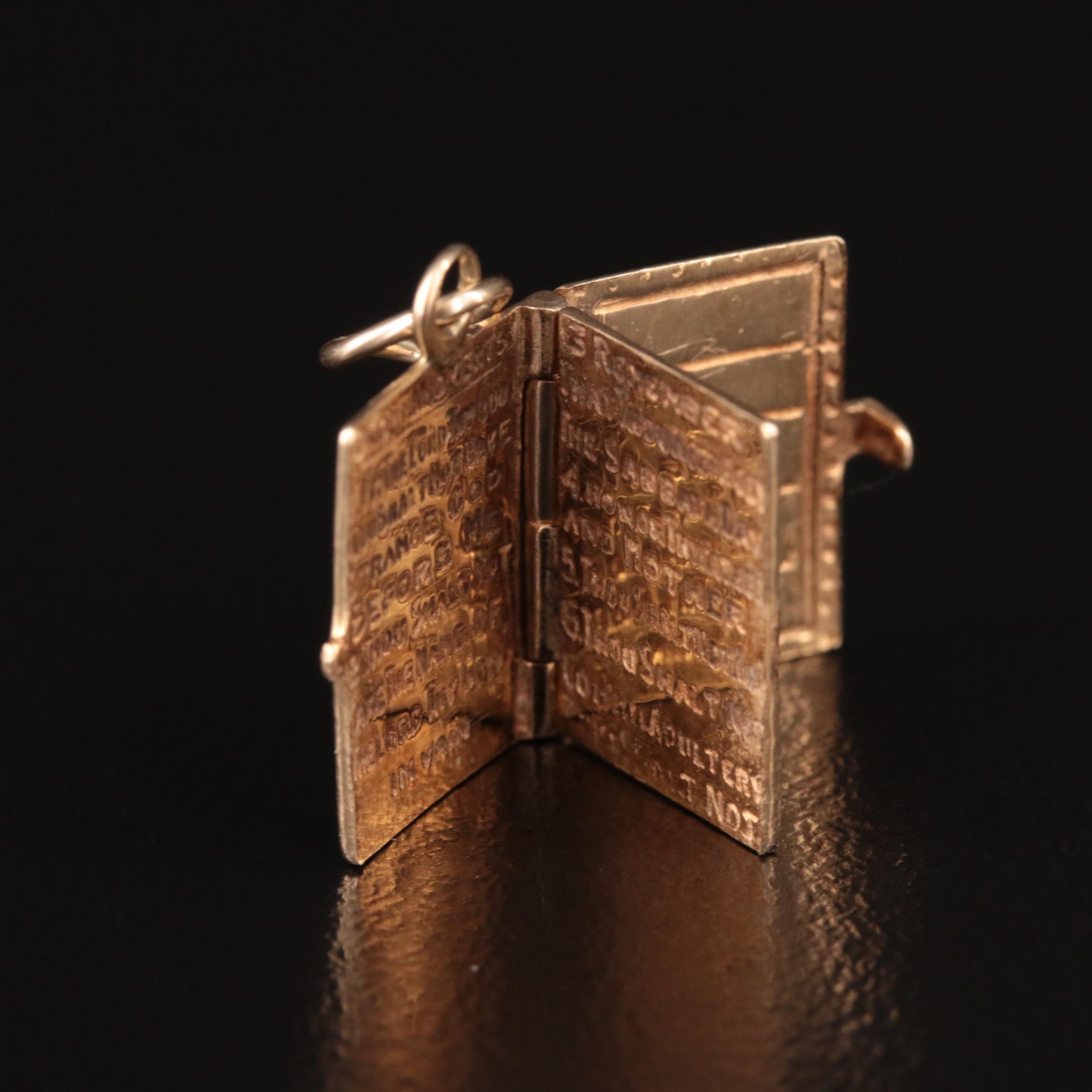 Vintage 10K and Diamond Cross and 14K Bible Pendant