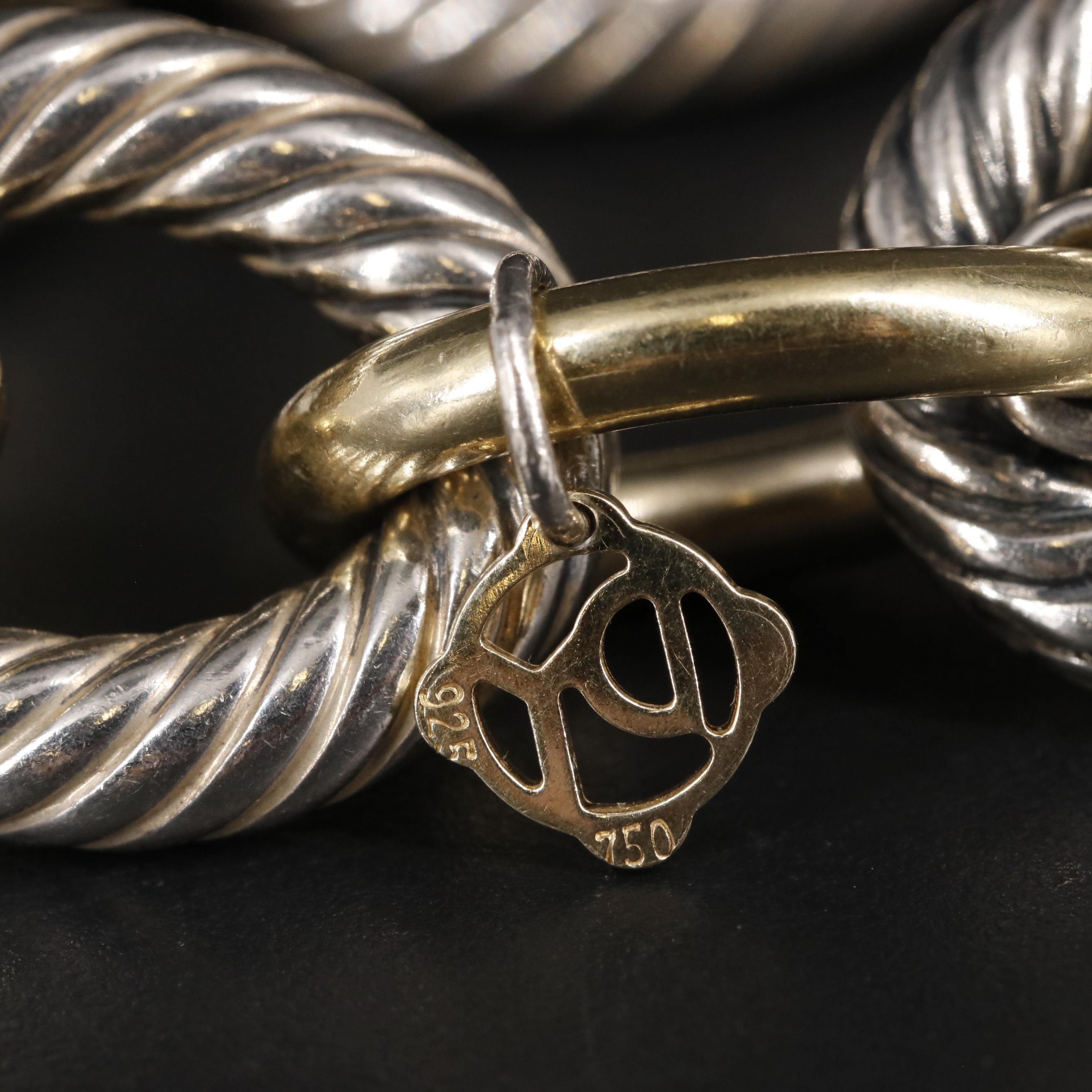 David Yurman Sterling and 18K Extra Large Oval Link Bracelet