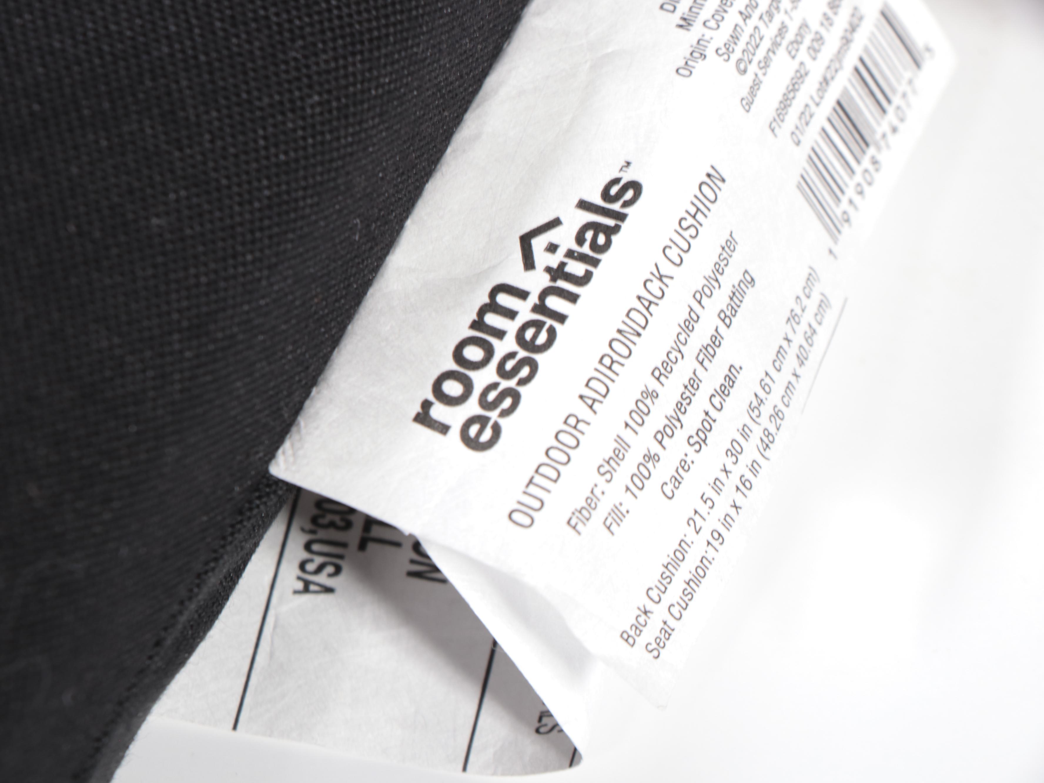 Room Essentials Black Fabric Patio Chair Seat and Backrest Cushions