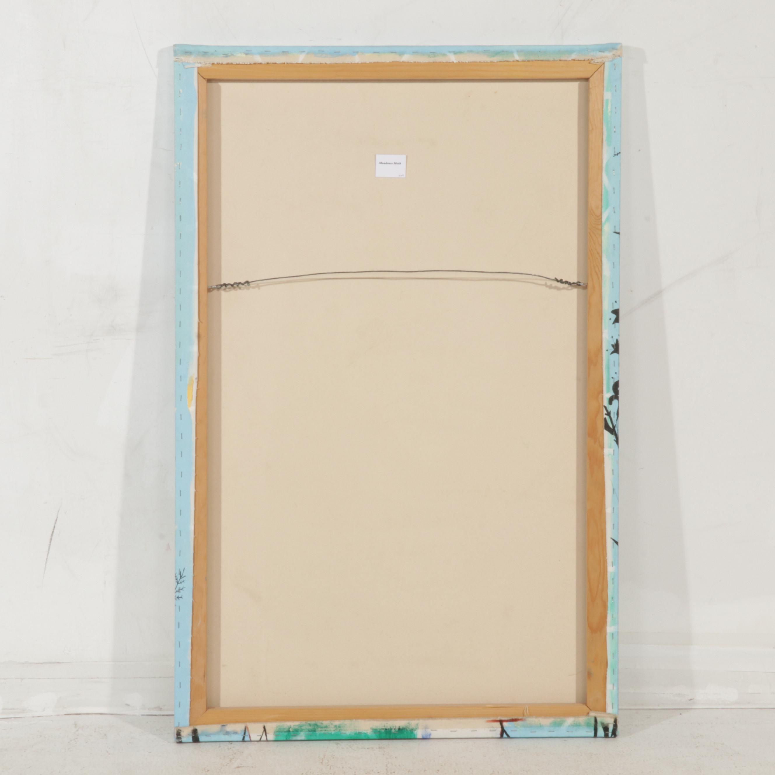 Folk Art Acrylic Painting "Meadows Moth," 21st Century