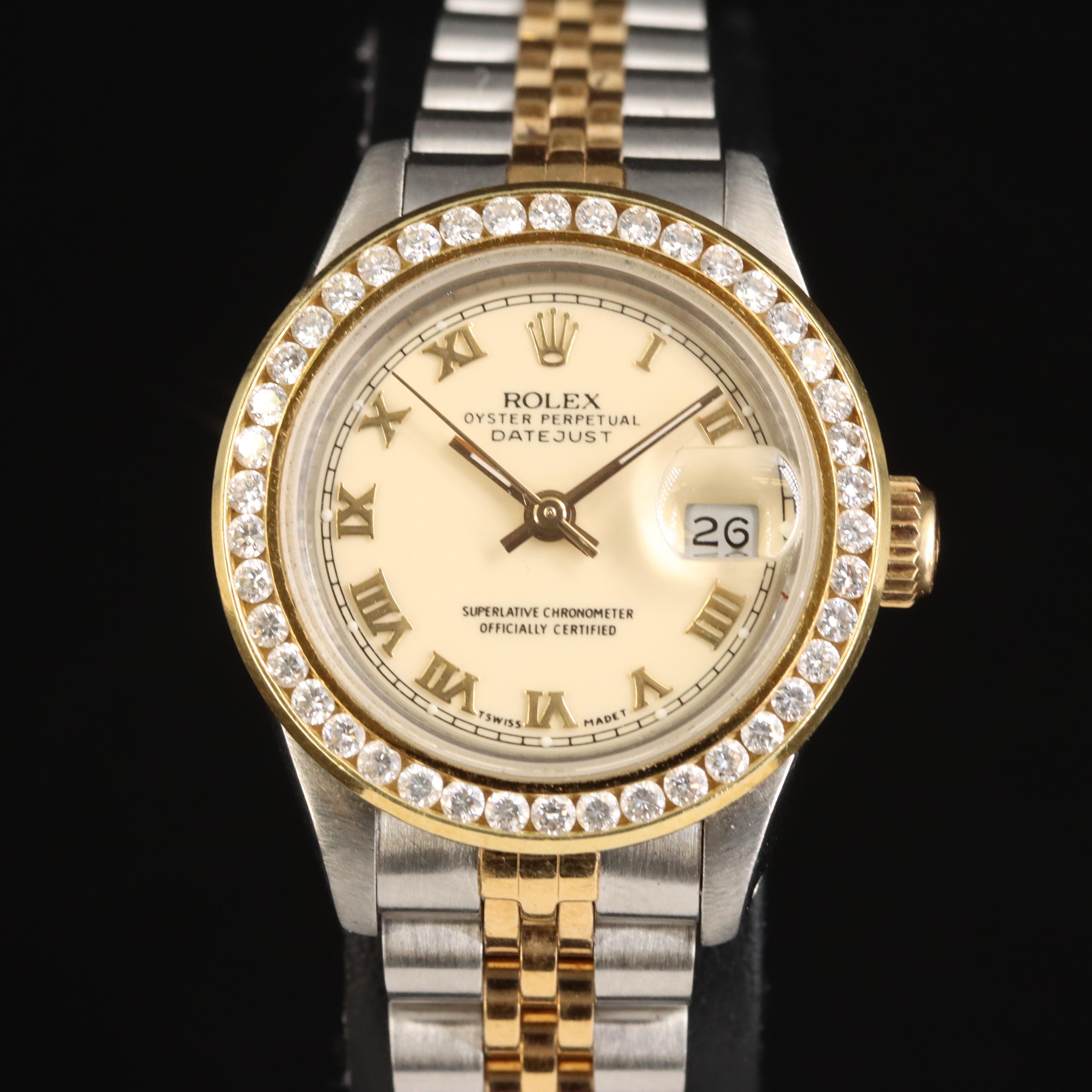 1990 Rolex Oyster Perpetual Datejust Diamond Bezel Watch