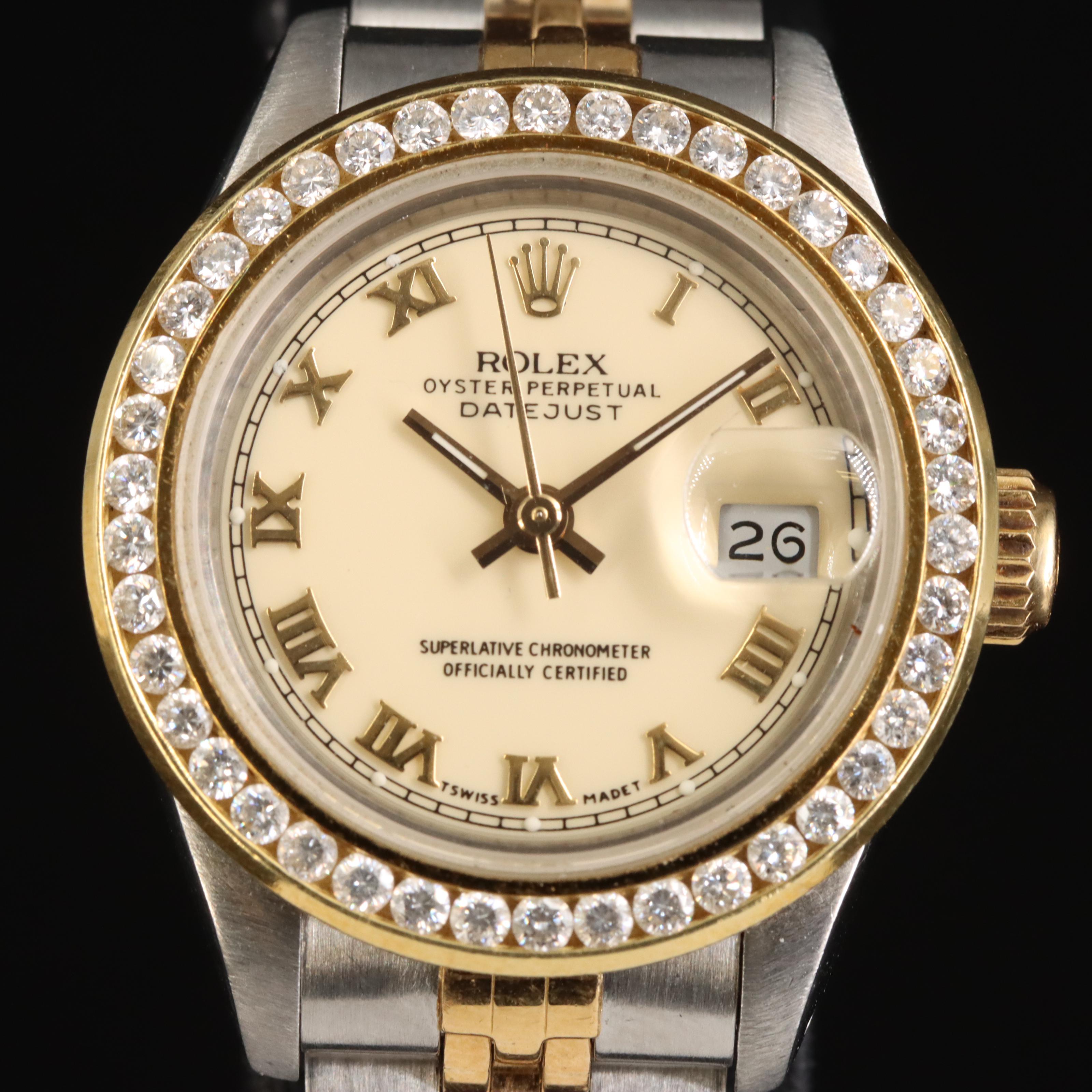 1990 Rolex Oyster Perpetual Datejust Diamond Bezel Watch