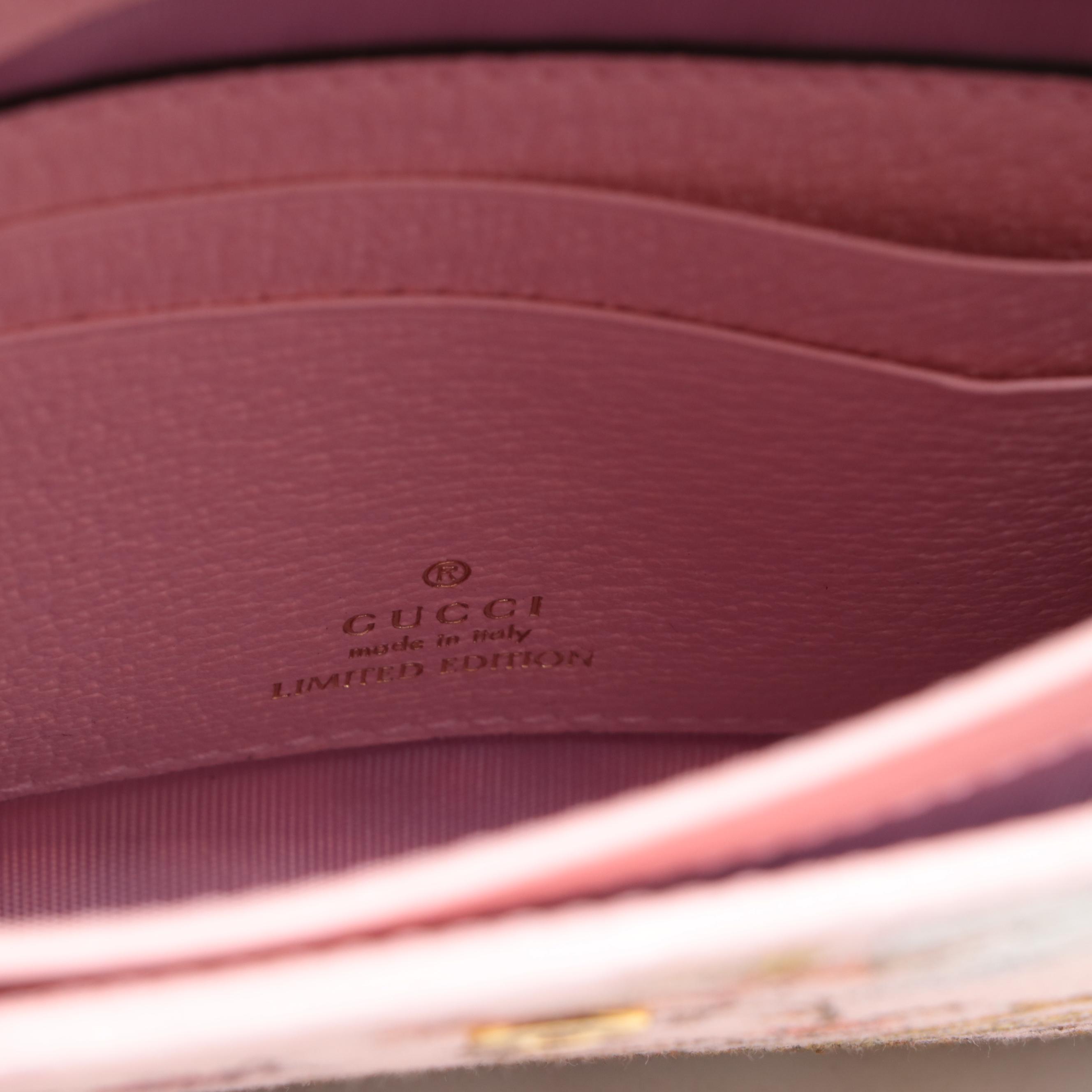 Gucci GG Marmont Travel Clutch in Pink Flora Canvas and Leather with Box