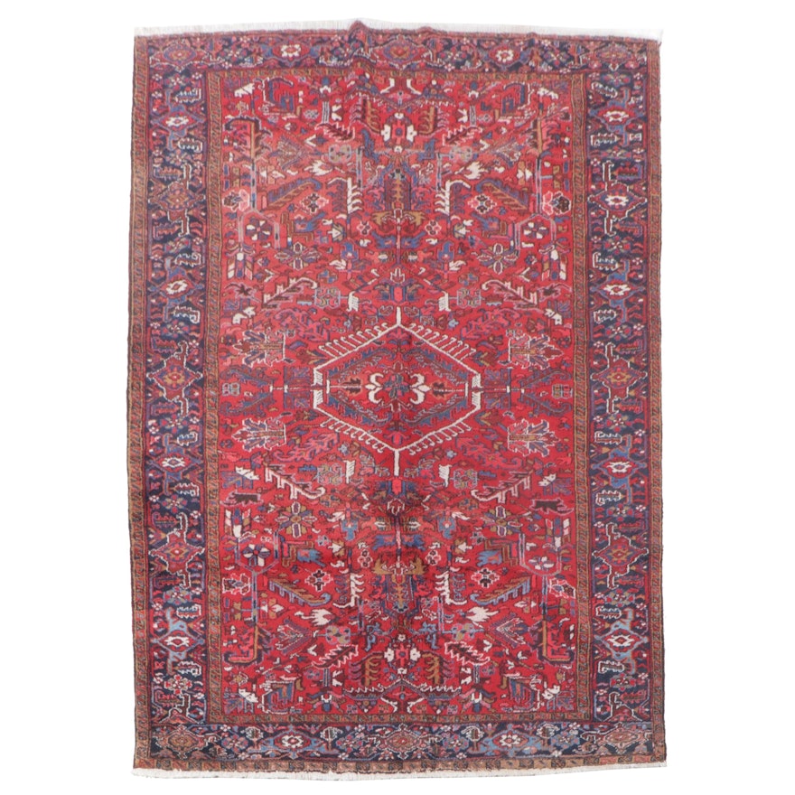 7'6 x 11'4 Hand-Knotted Persian Heriz Area Rug