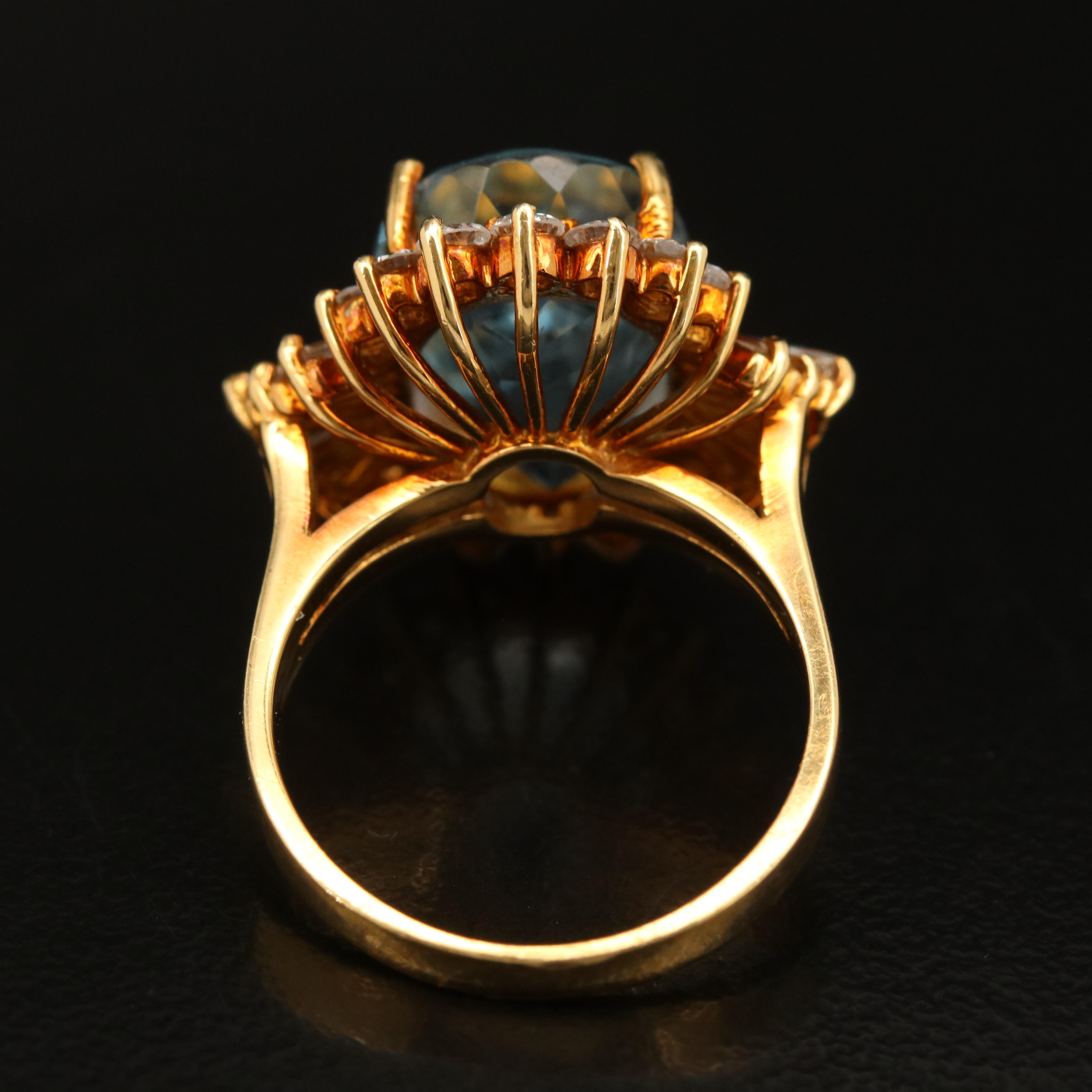 18K 7.22 CT Aquamarine and 1.10 CTW Diamond Ring