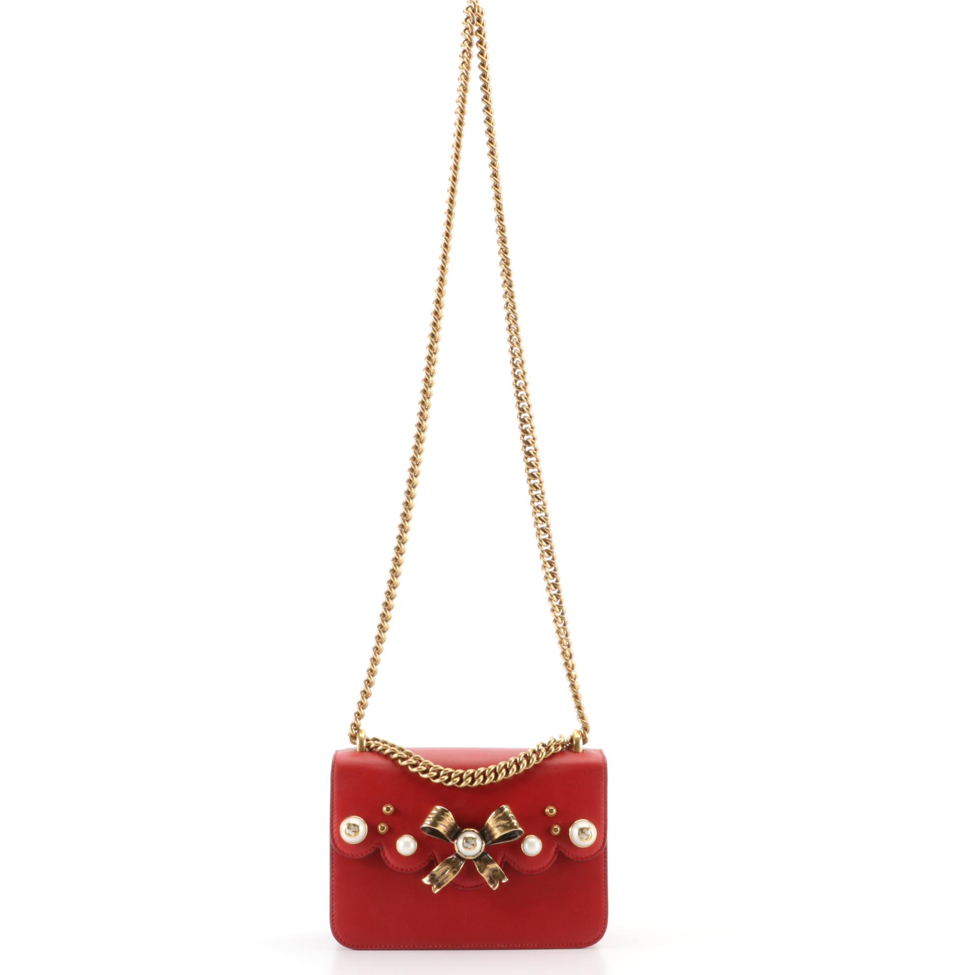 Gucci Peony Chain Shoulder Bag in Leather