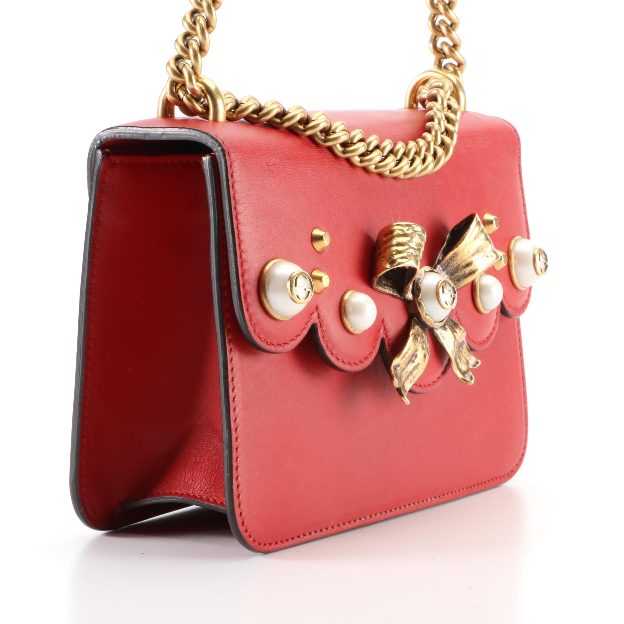 Gucci Peony Chain Shoulder Bag in Leather