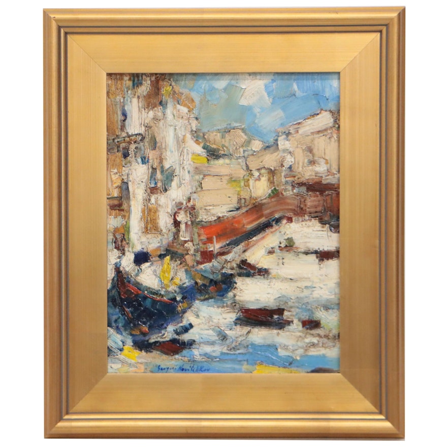 Sergeui Novitchkov Oil Painting "Venetian Motif," 21st Century