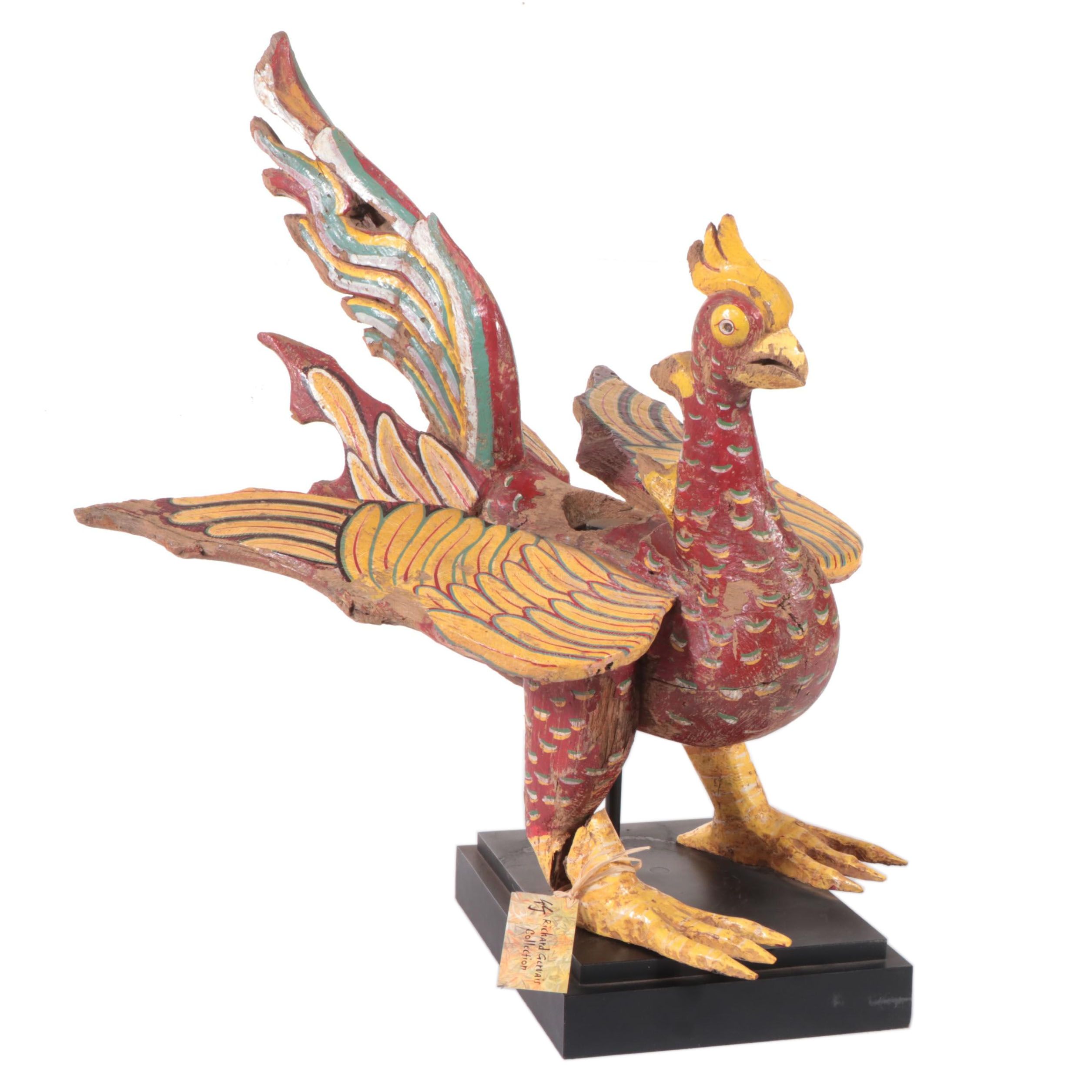 Indian Hamsa Hand-Carved and Painted Wooden Mythological Bird