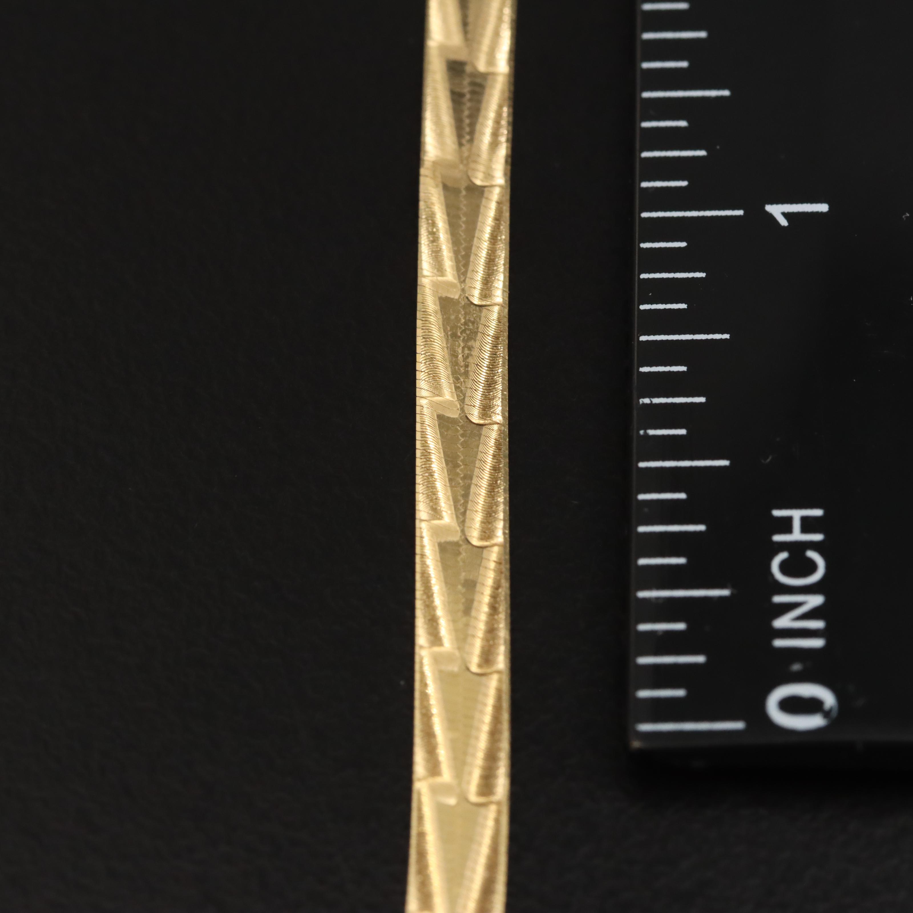 14K Patterned Herringbone Chain Bracelet