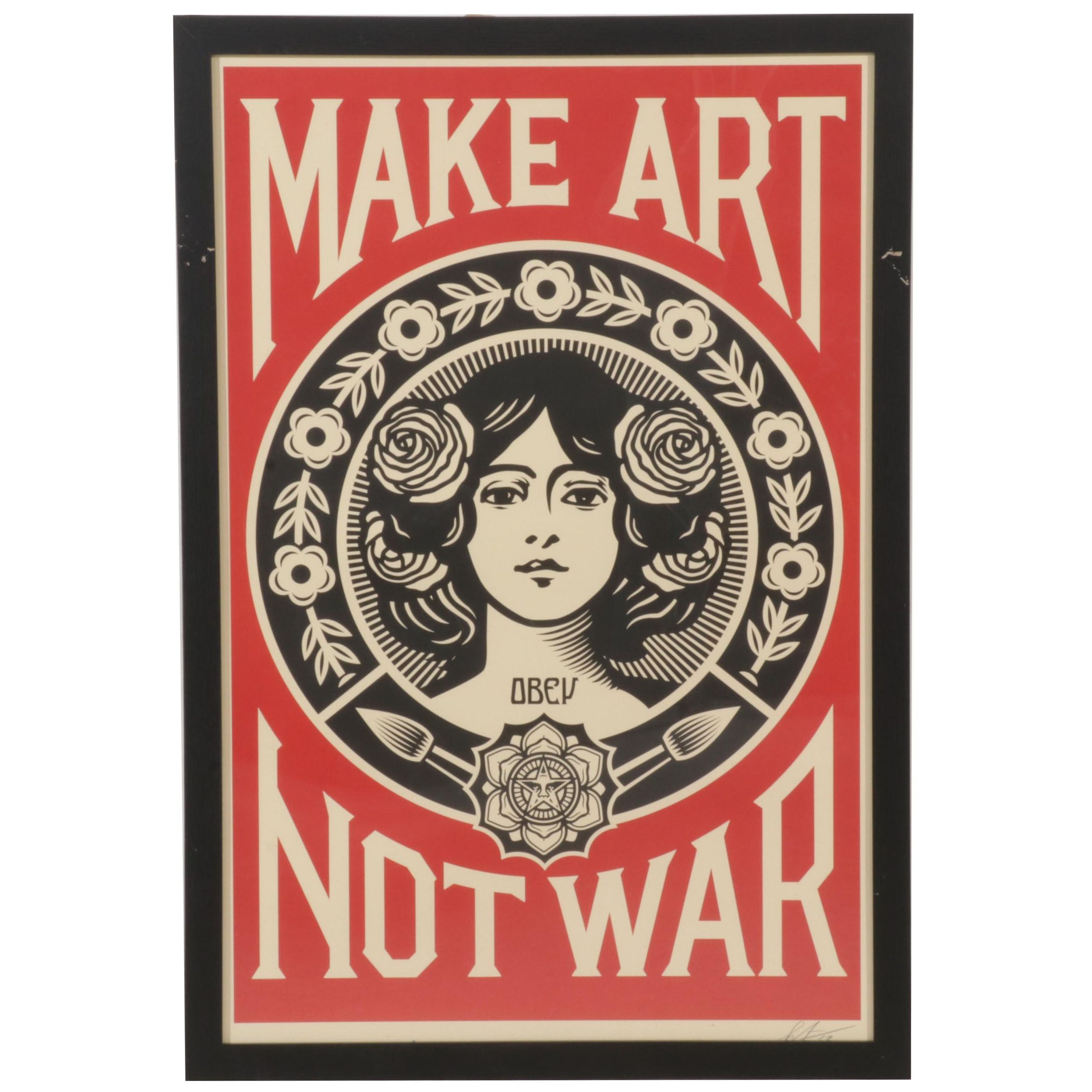 Shepard Fairey Offset Print "Make Art Not War," 2017