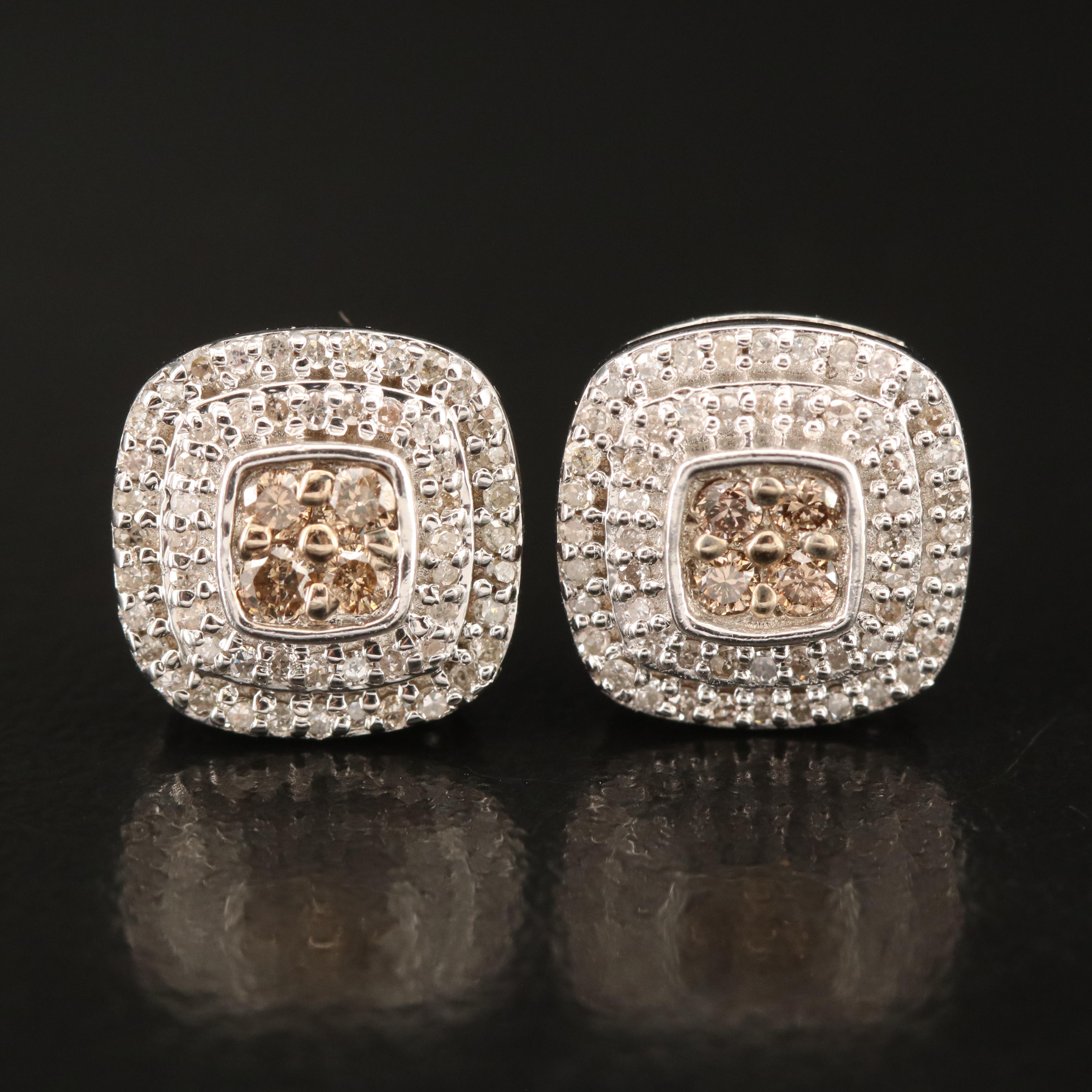 Sterling Diamond Stud Earrings