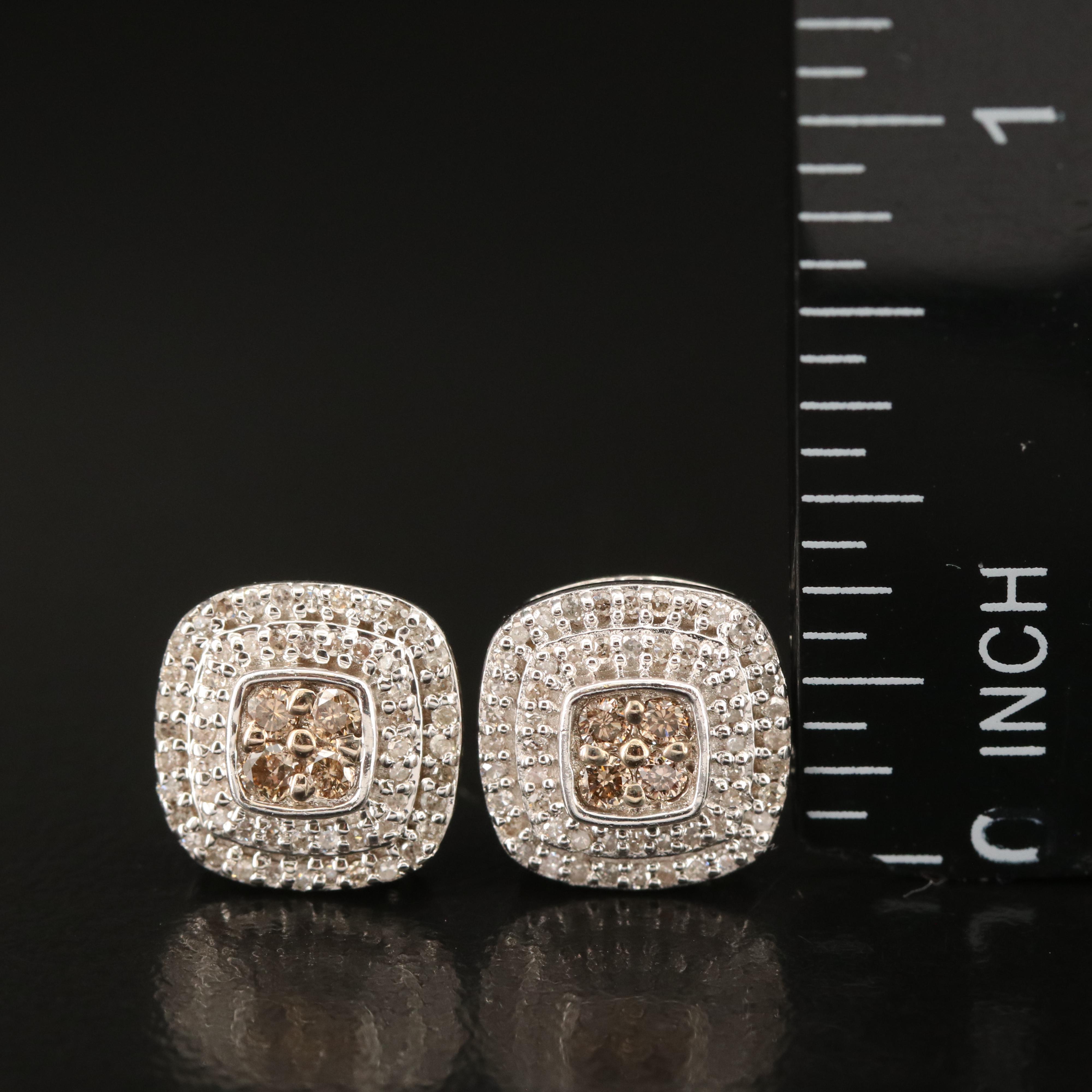 Sterling Diamond Stud Earrings