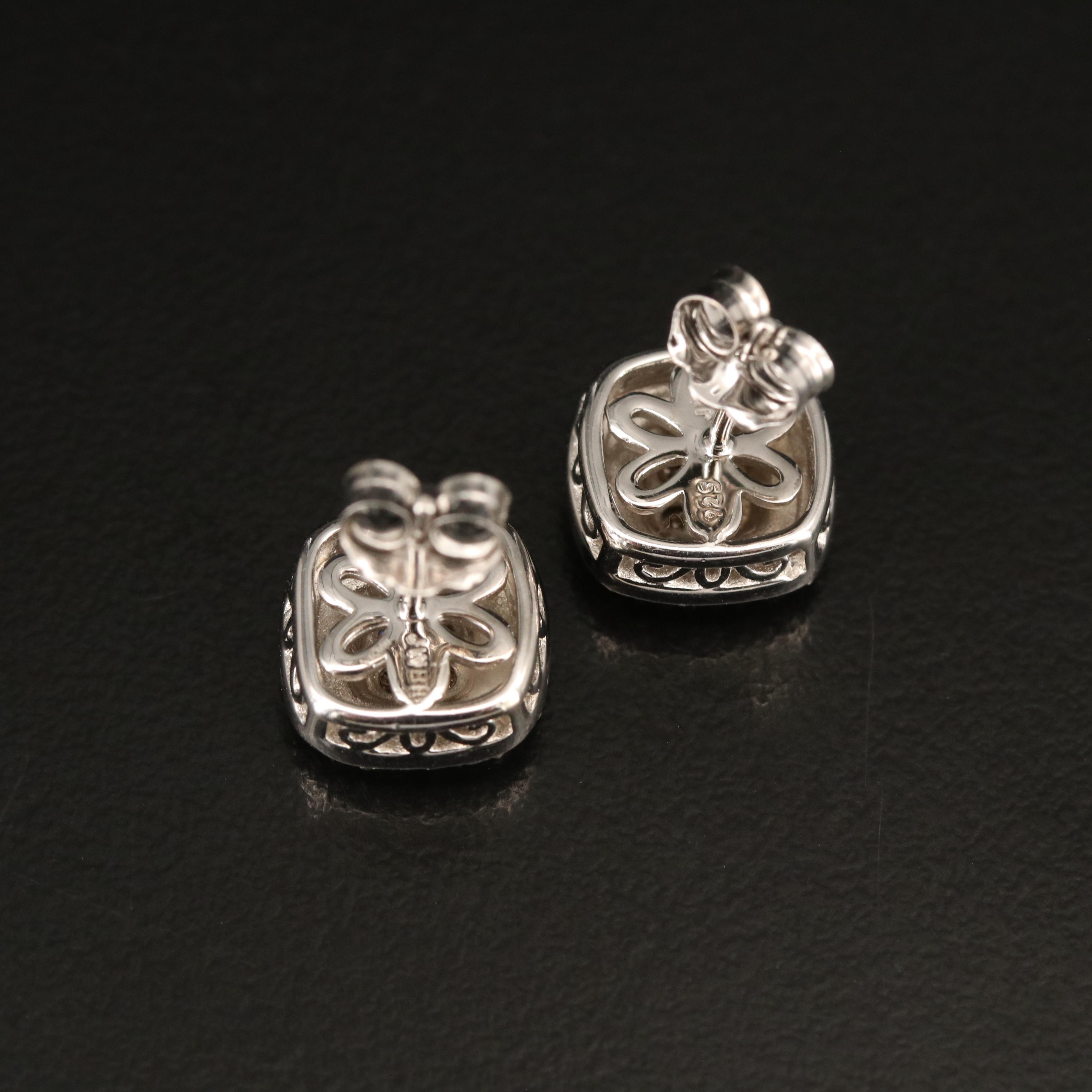 Sterling Diamond Stud Earrings