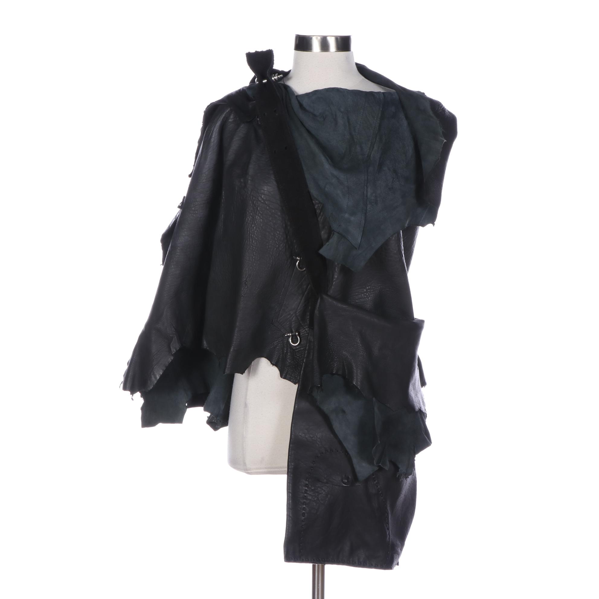 Cutuli Cult Leather Poncho Shawl and Crossbody Bag