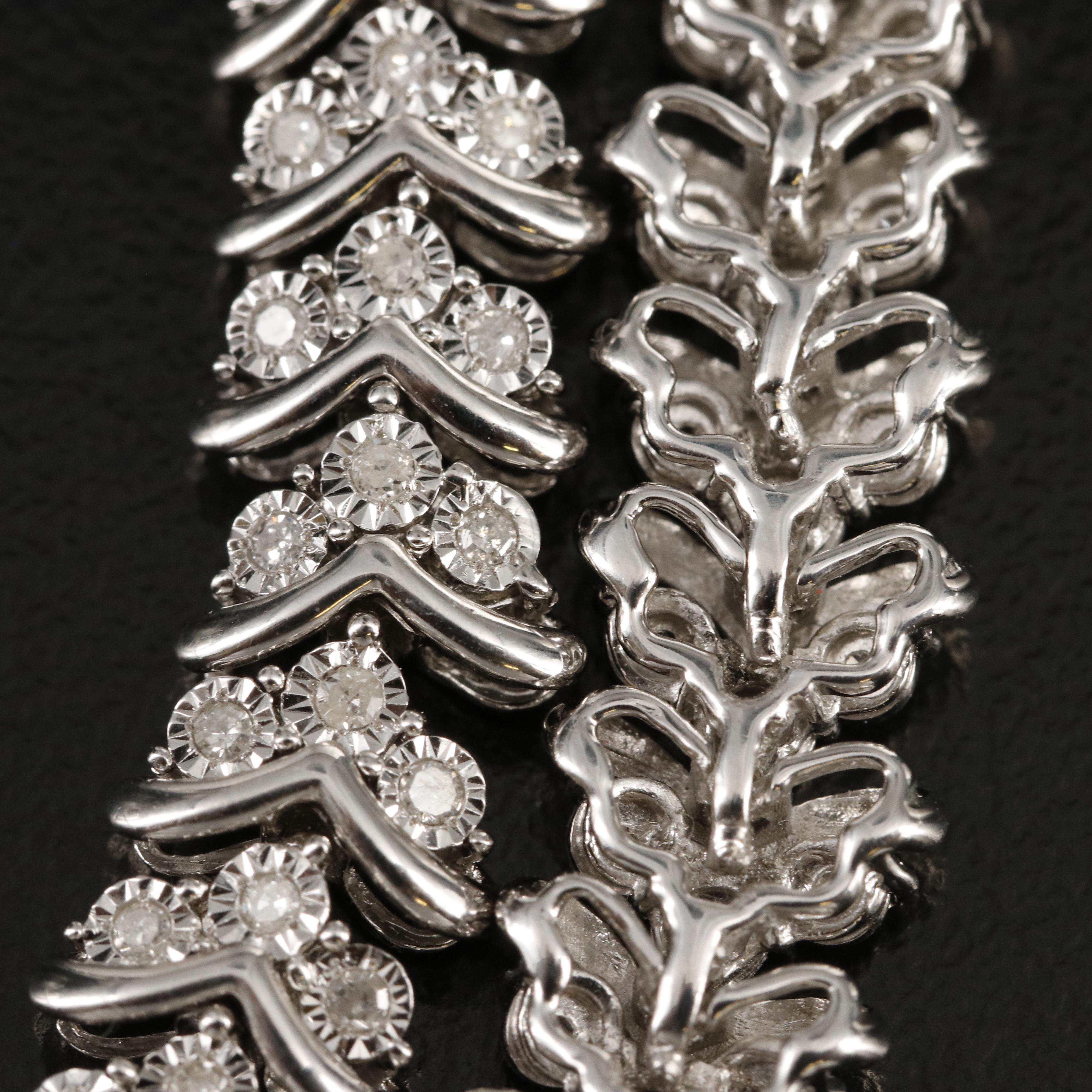 Sterling 1.02 CTW Diamond Chevron Link Bracelet