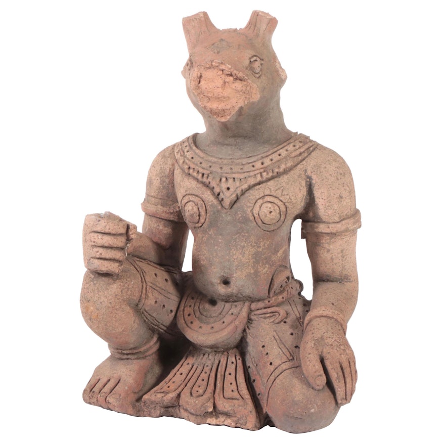 Indian Terracotta Garuda Guardian Figure