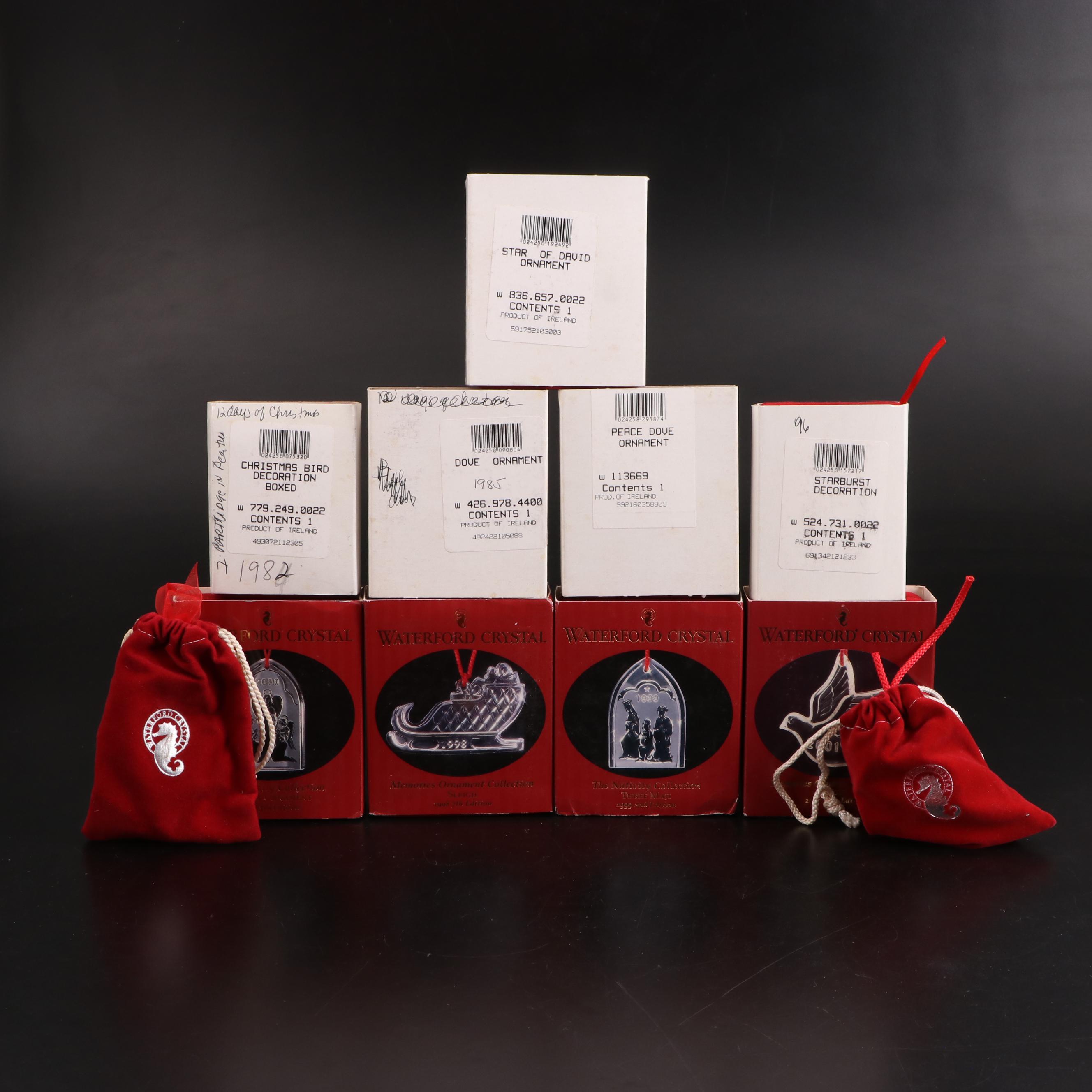 Waterford Crystal Hanukkah and Christmas Tree Ornaments