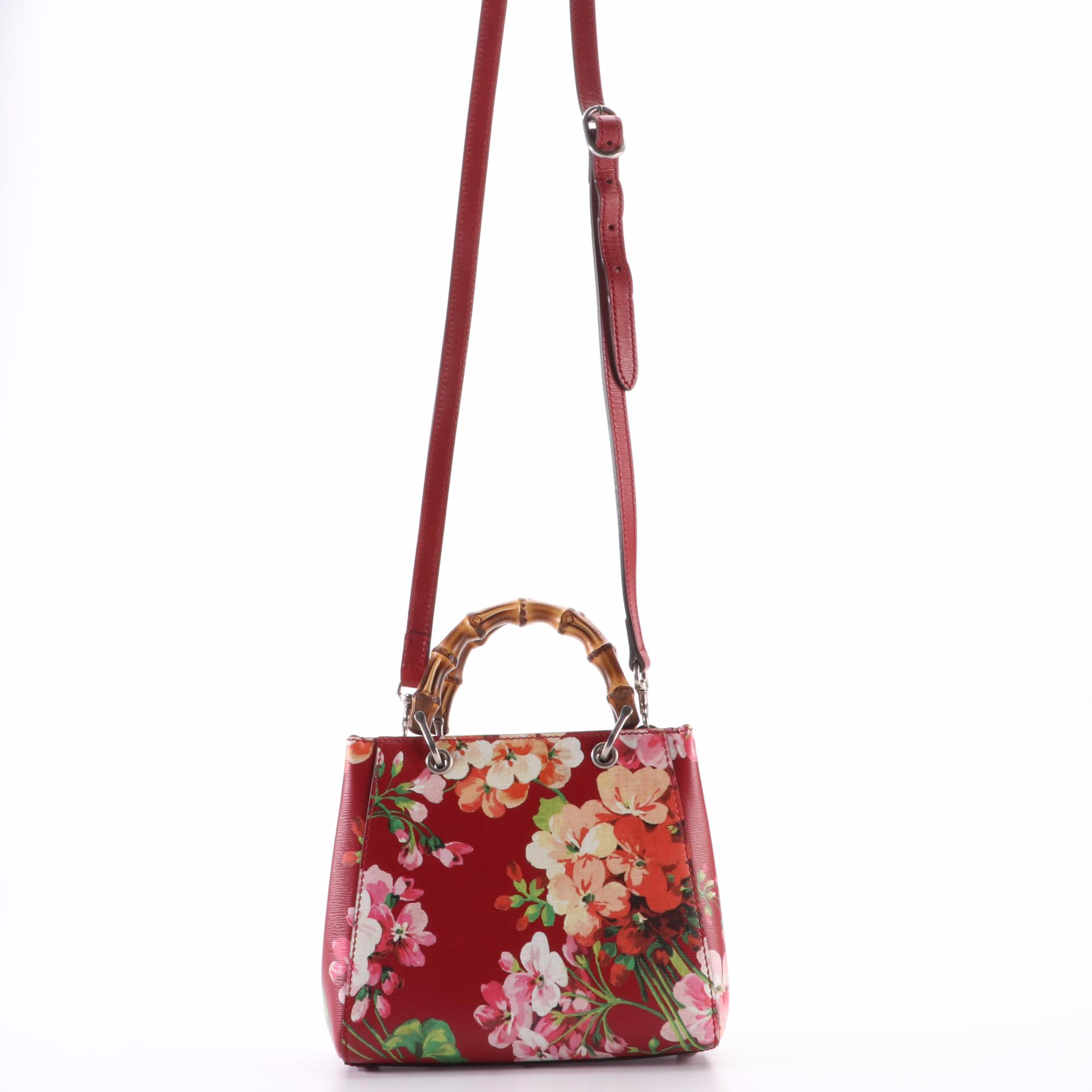 Gucci Bamboo Blooms Printed Leather Tote Bag