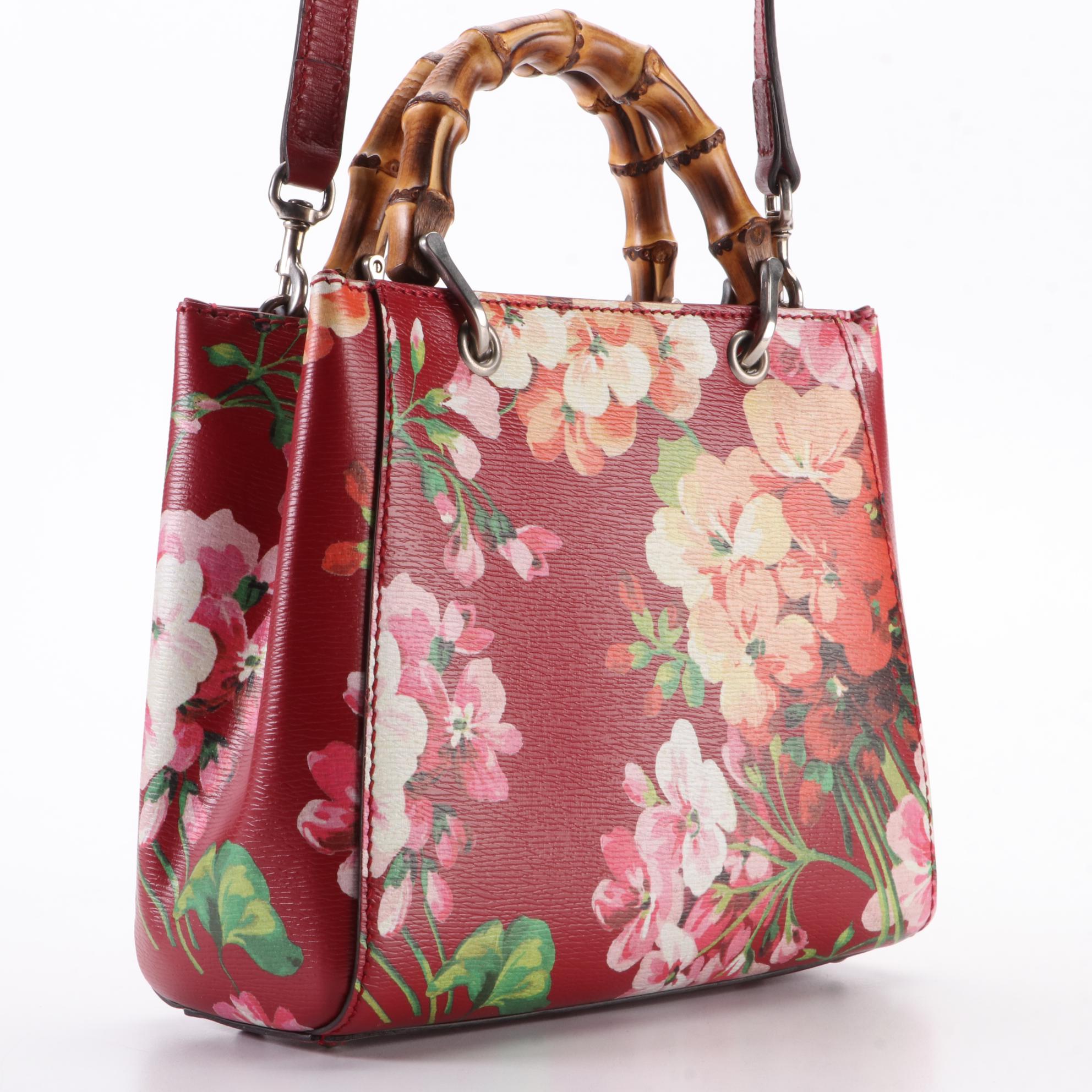Gucci Bamboo Blooms Printed Leather Tote Bag
