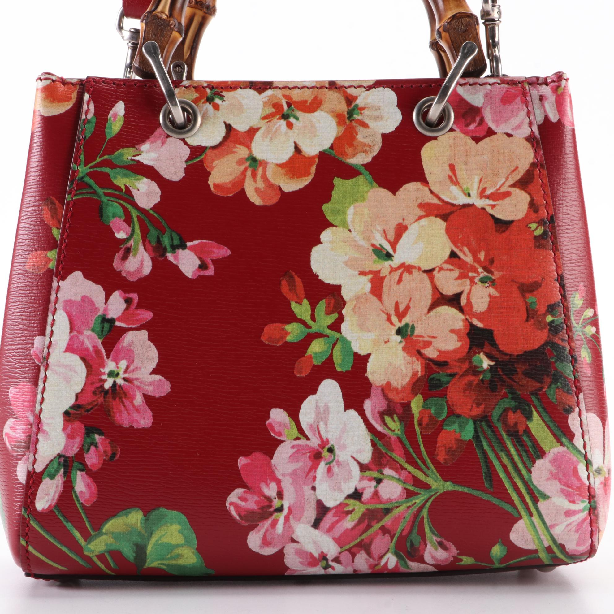 Gucci Bamboo Blooms Printed Leather Tote Bag