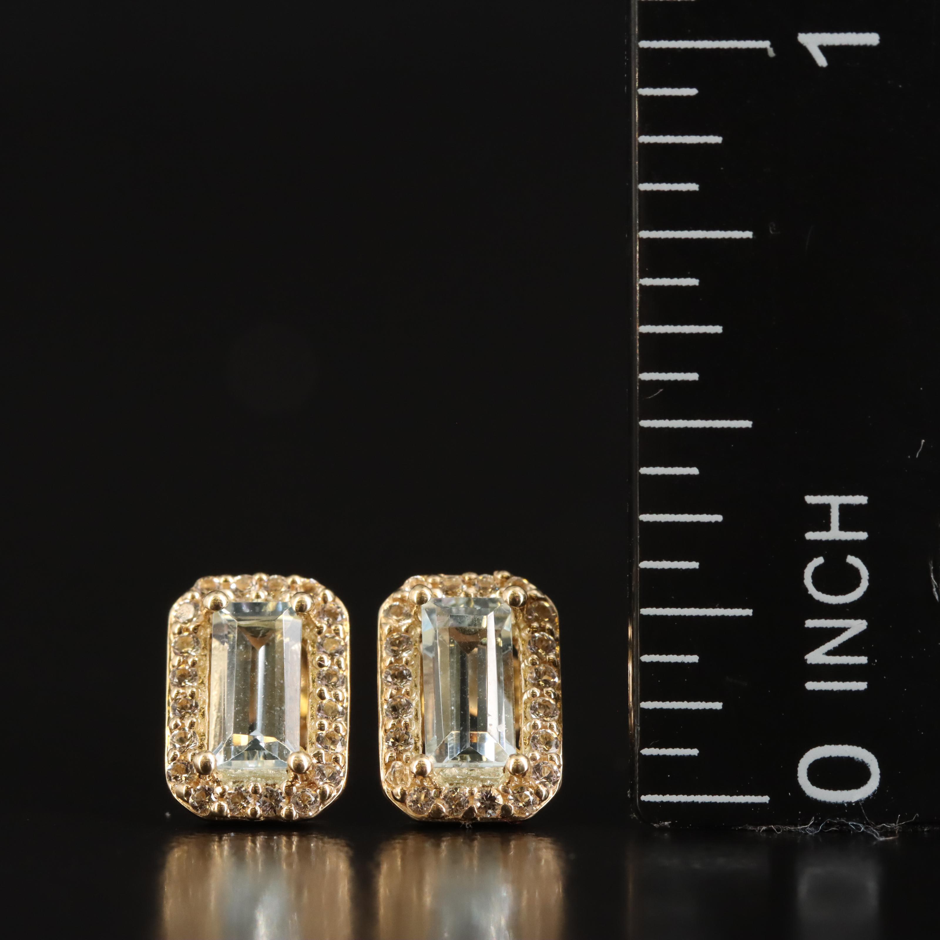10K Aquamarine and Topaz Stud Earrings