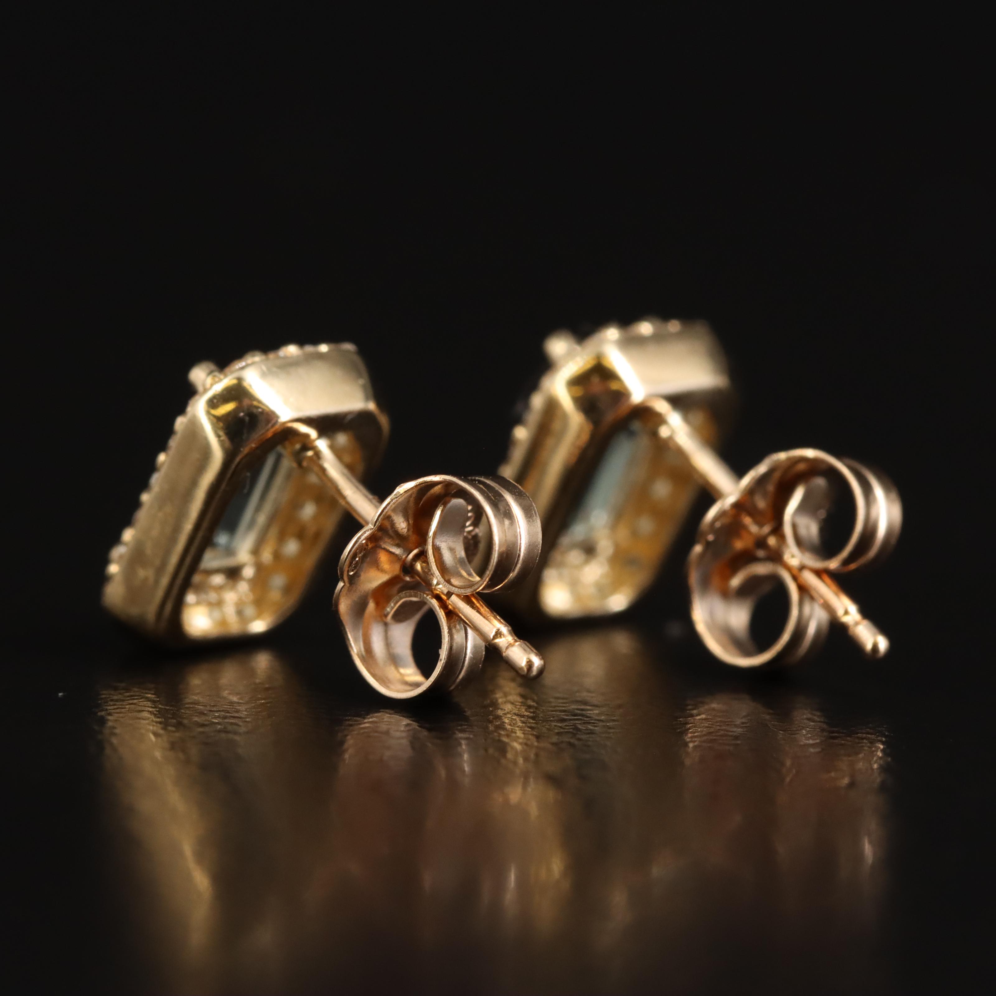 10K Aquamarine and Topaz Stud Earrings