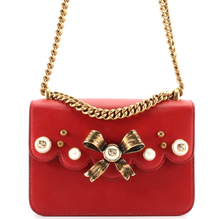 Gucci Peony Chain Shoulder Bag in Leather
