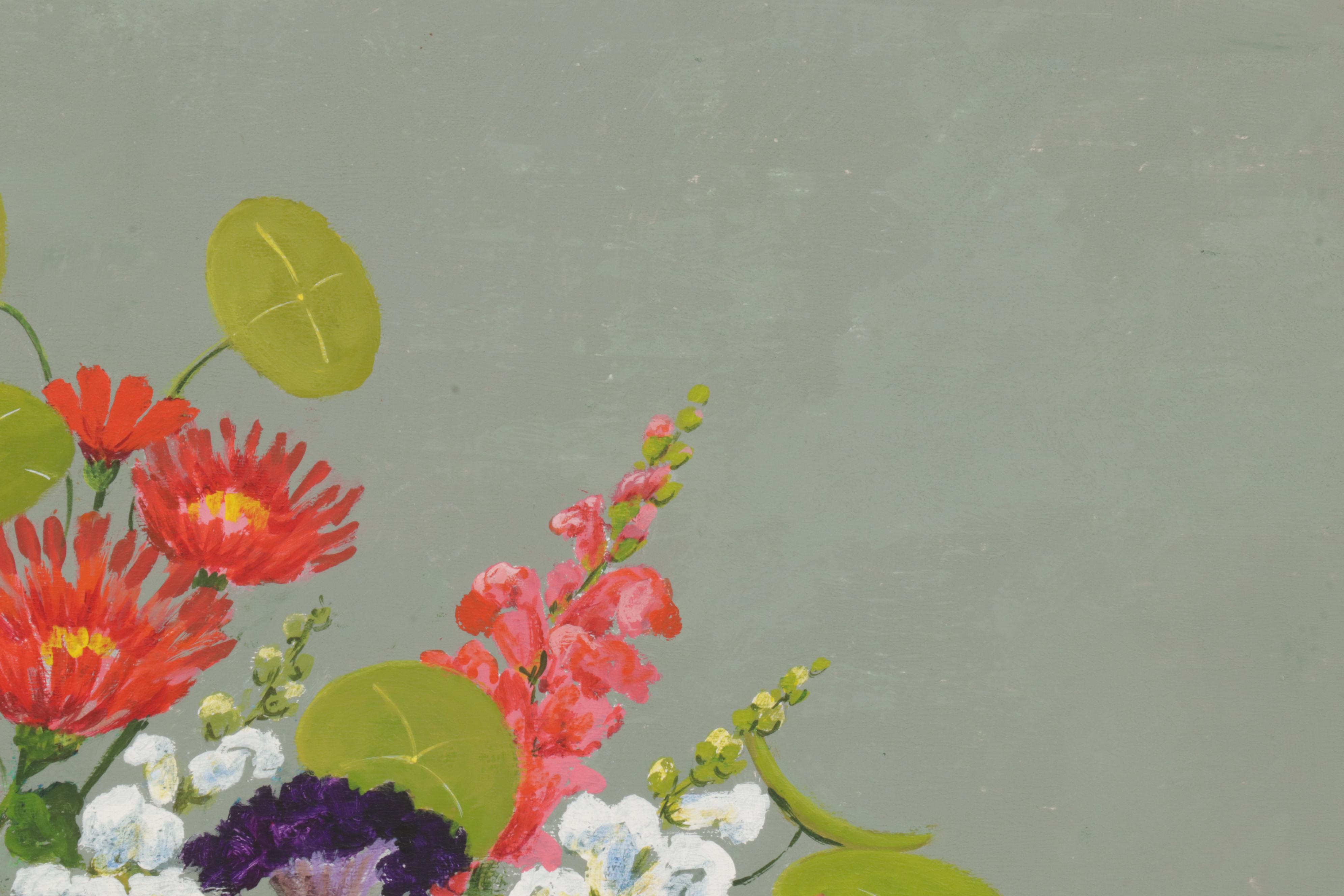 Martha E. Smith Floral Still Life Acrylic Painting, Late 20th Century