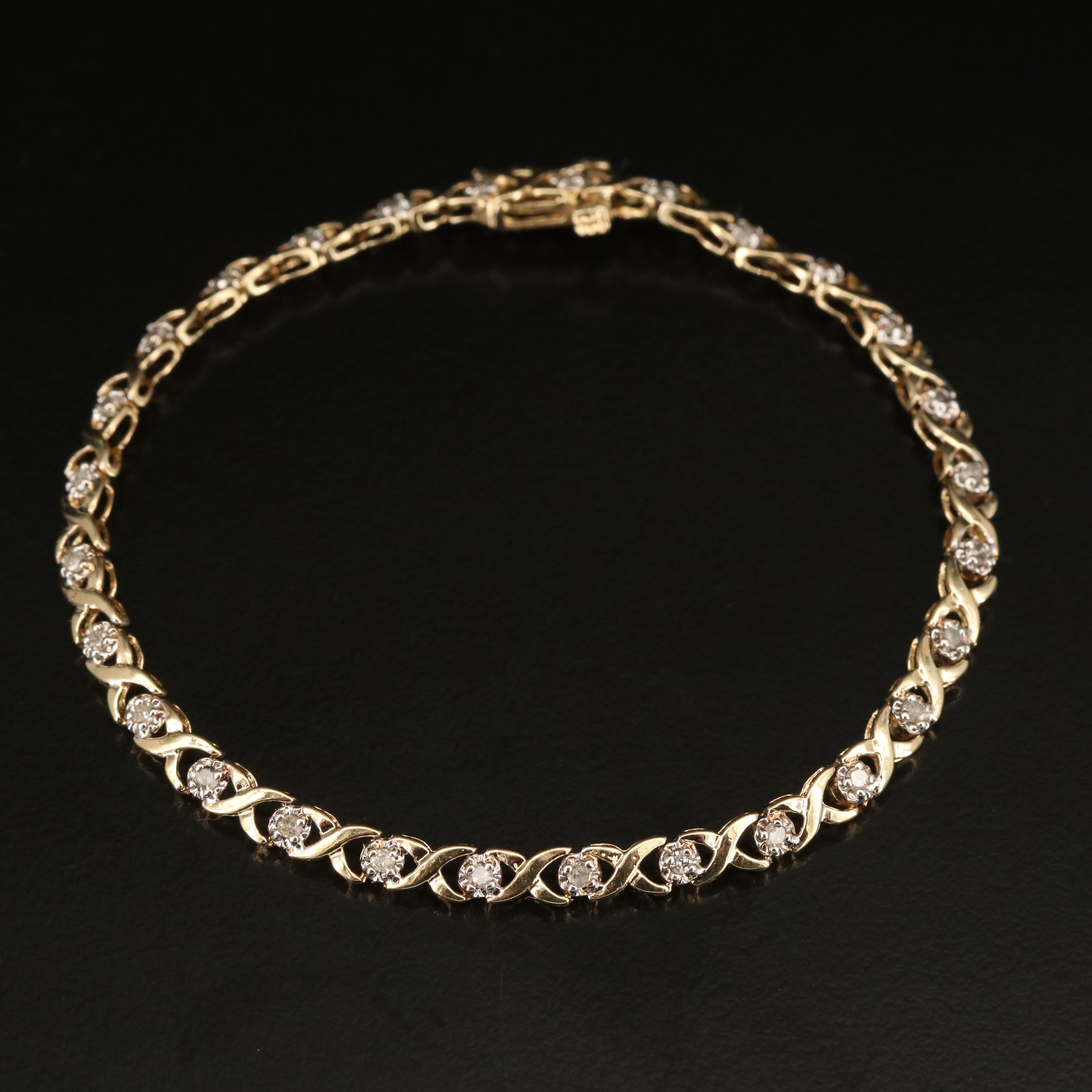 10K 0.43 CTW Diamond X Link Bracelet