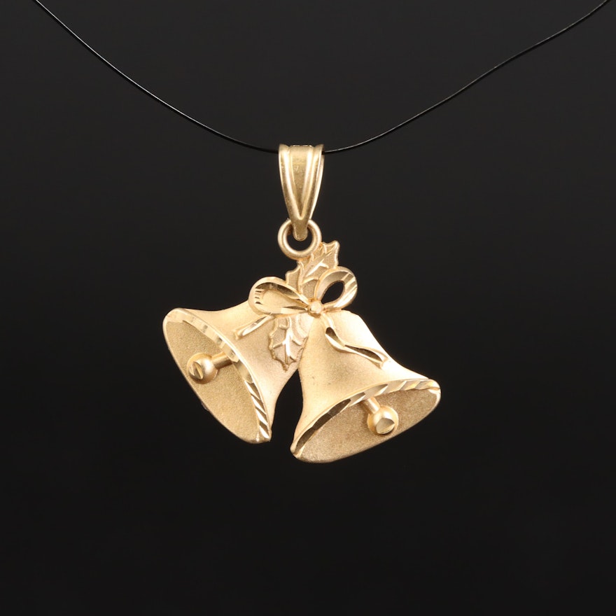 14K Holiday Bells Pendant