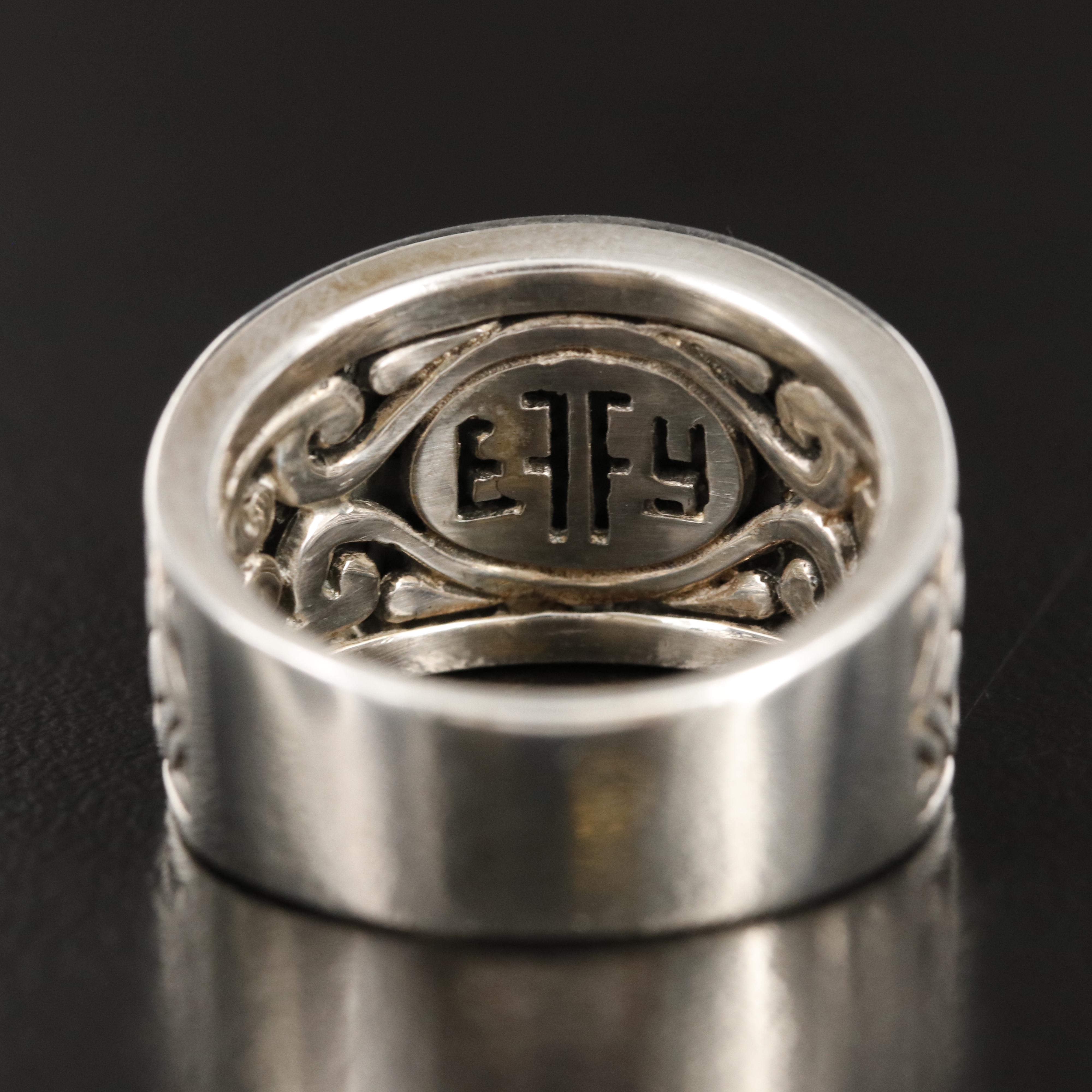 EFFY Sterling Diamond Scroll Patterned Ring with 18K Accents