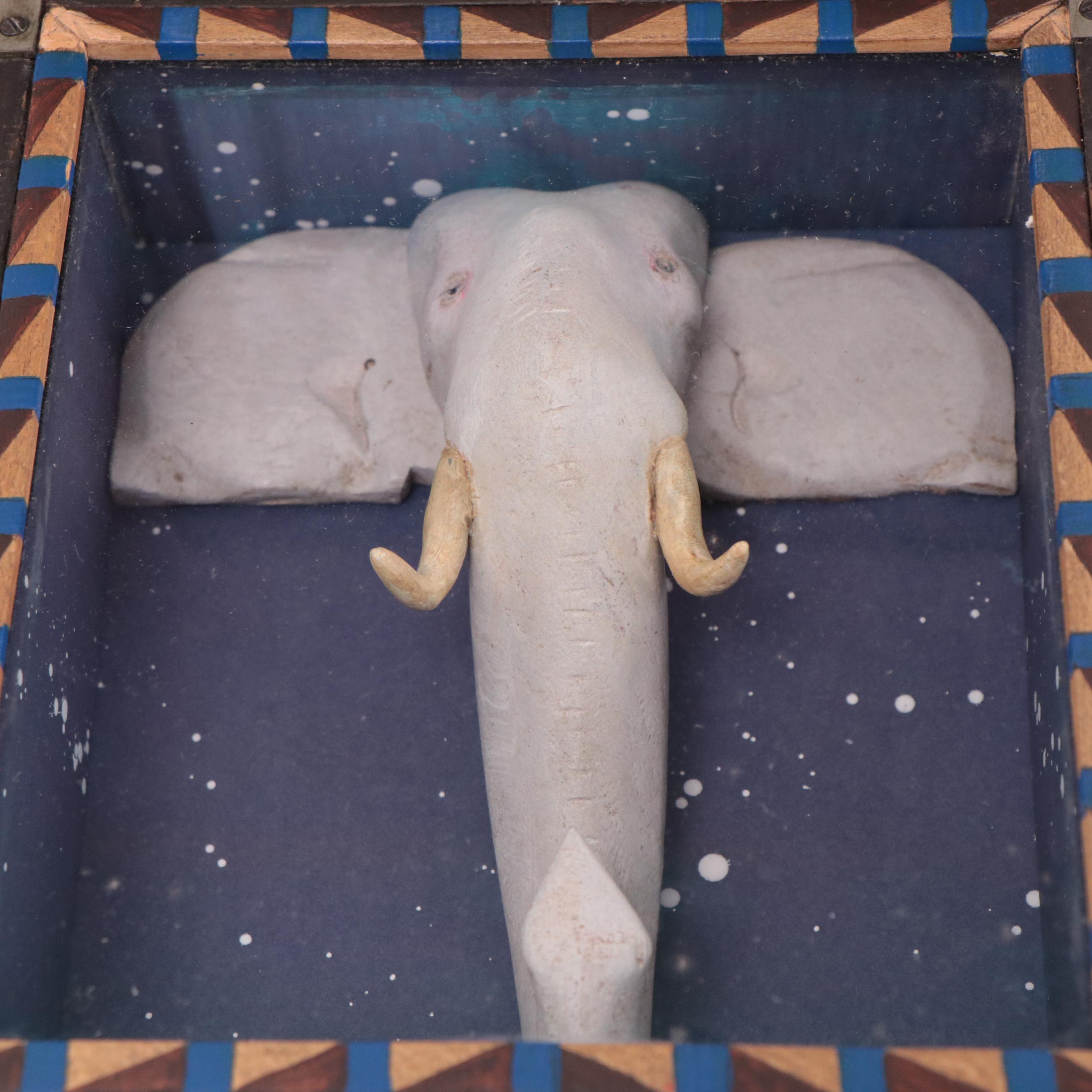Terry Boyle Mixed Media Box Sculpture "Great White Elephant," Circa 2000