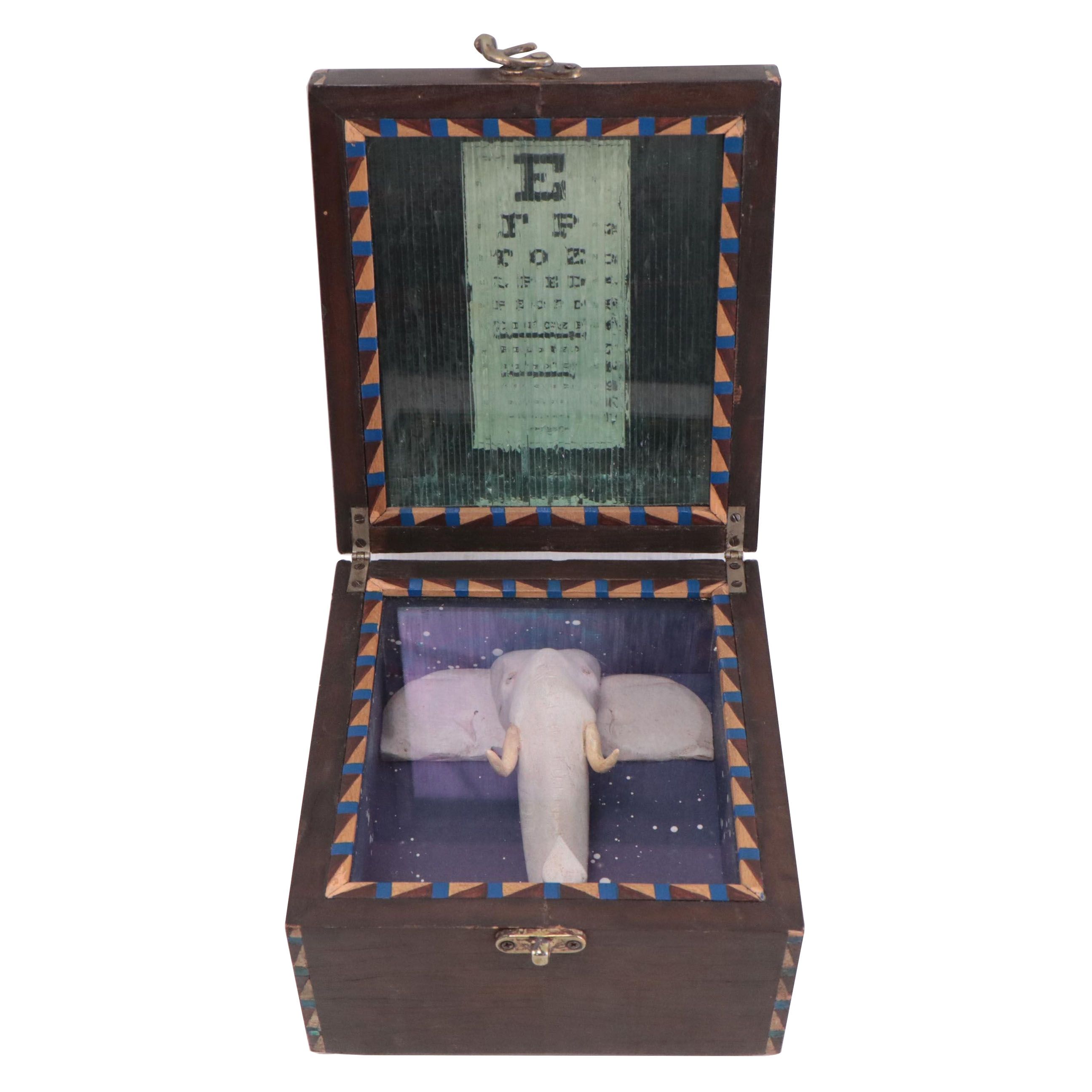Terry Boyle Mixed Media Box Sculpture "Great White Elephant," Circa 2000