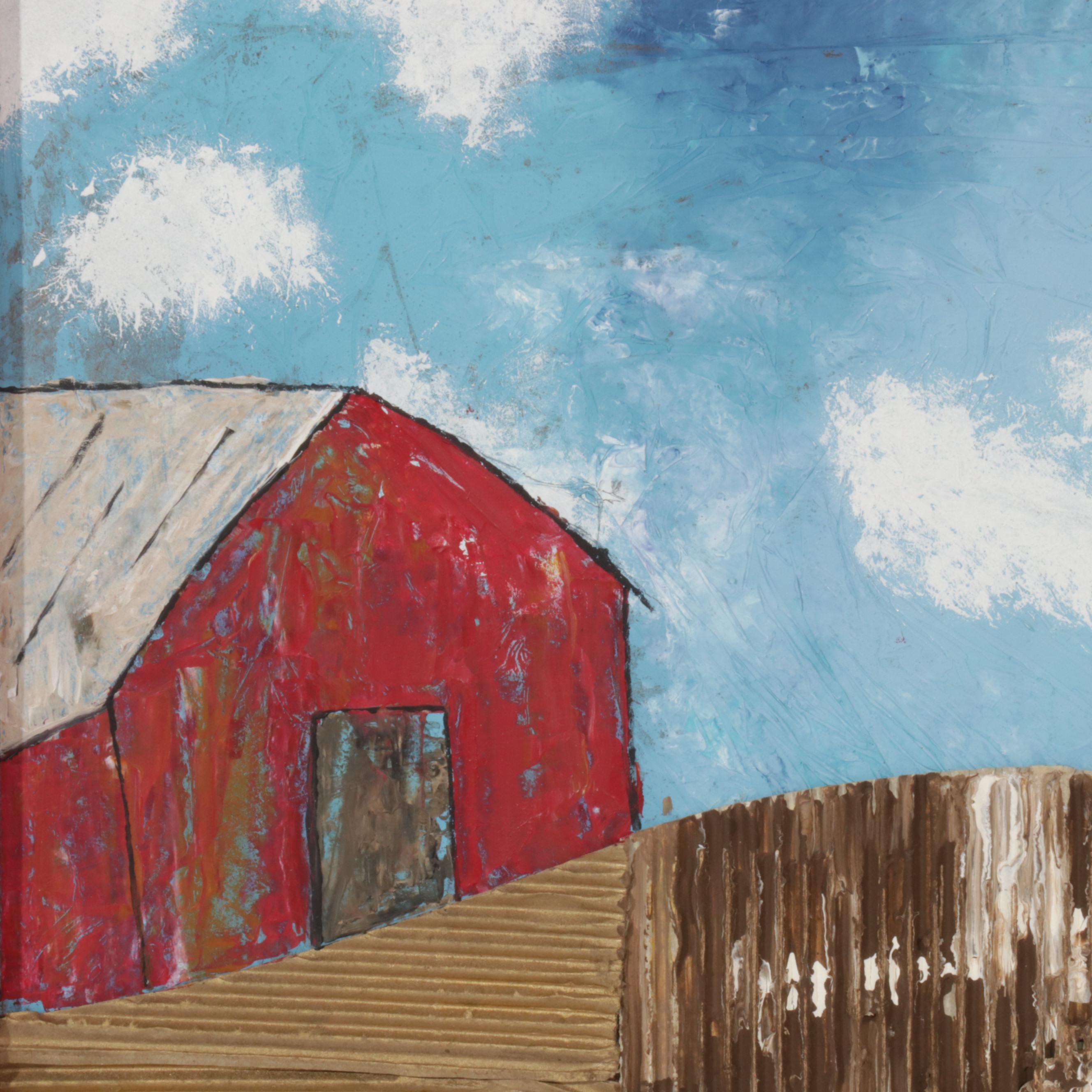 Cheri Clem Mixed Media Painting "American Farmland," 2022
