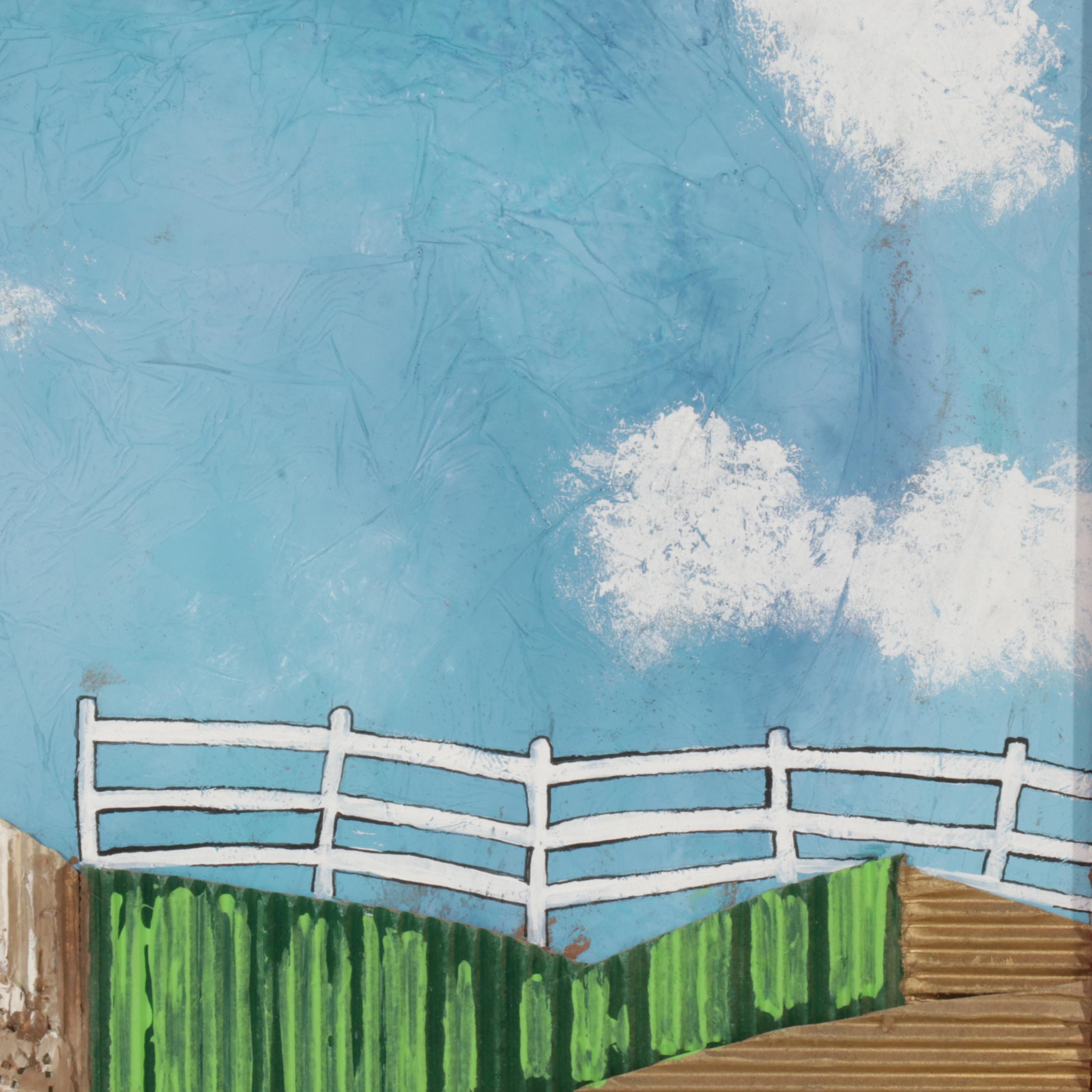 Cheri Clem Mixed Media Painting "American Farmland," 2022