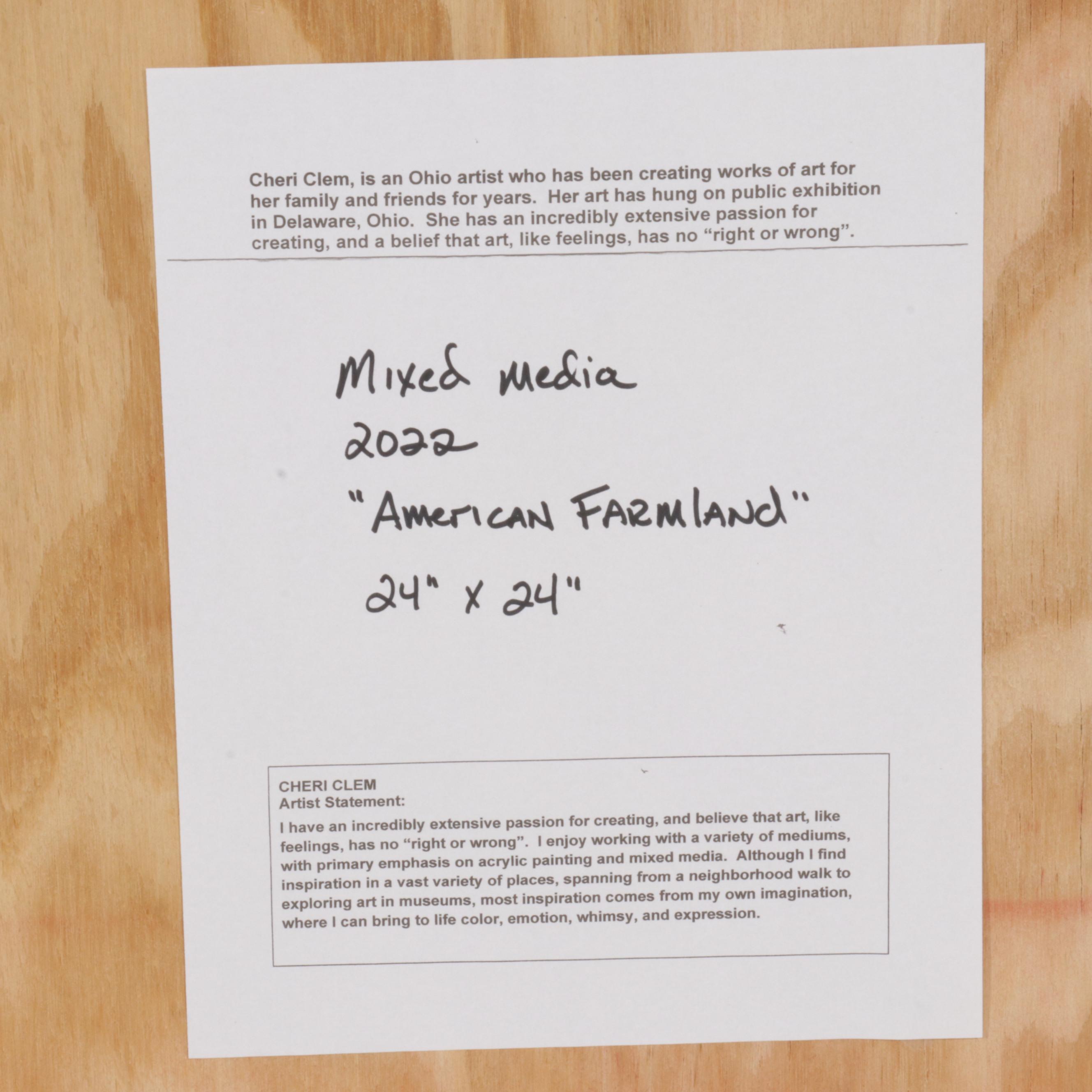 Cheri Clem Mixed Media Painting "American Farmland," 2022