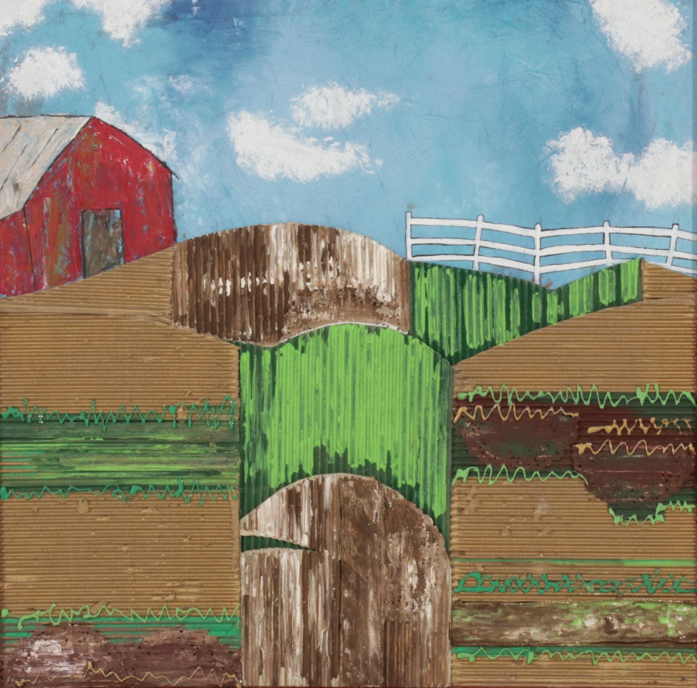 Cheri Clem Mixed Media Painting "American Farmland," 2022